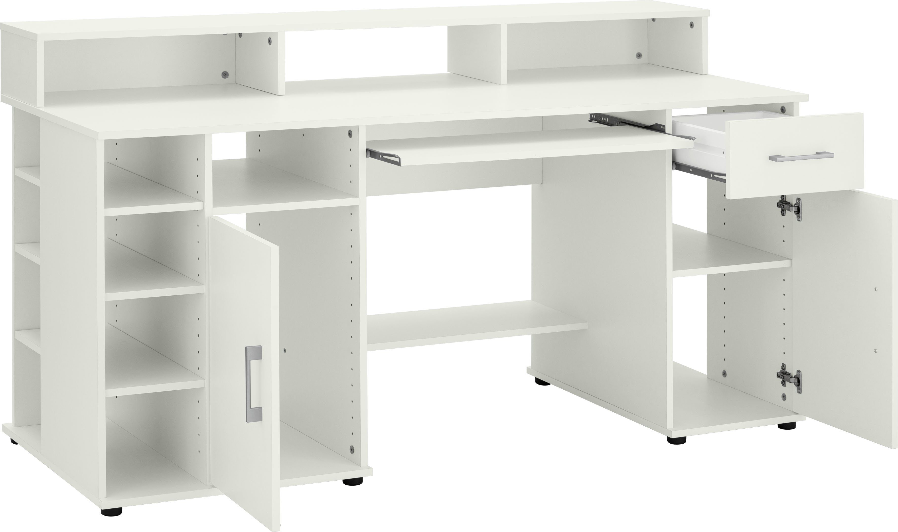 VOGL Möbelfabrik Bureau Tim mit Monitoraufsatz, Tastaturauszug & Towerfach, Breedte 157 cm