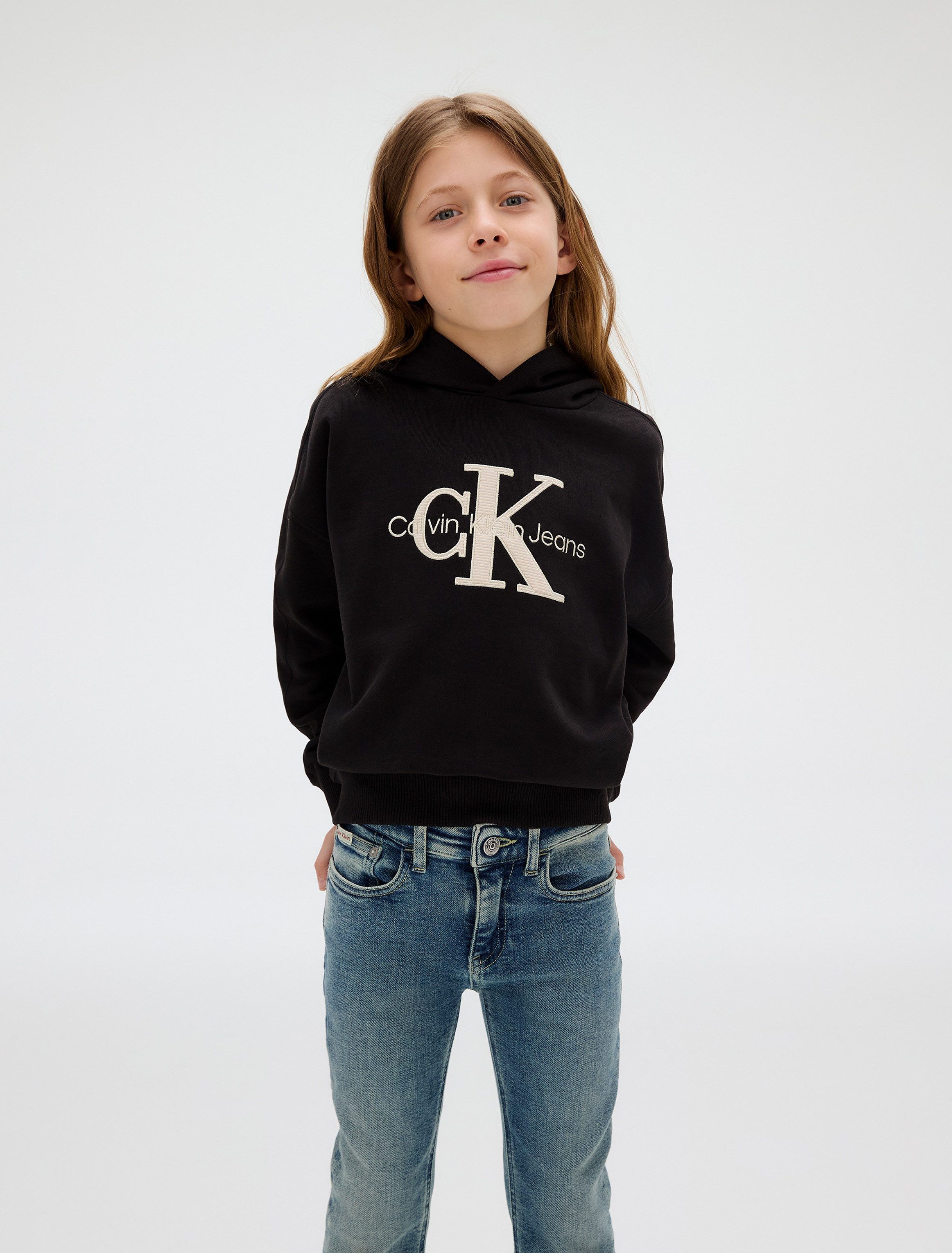 Calvin Klein Slim fit jeans SLIM NEW MID BLUE PWS voor kinderen tot 16 jaar, in coole wassing