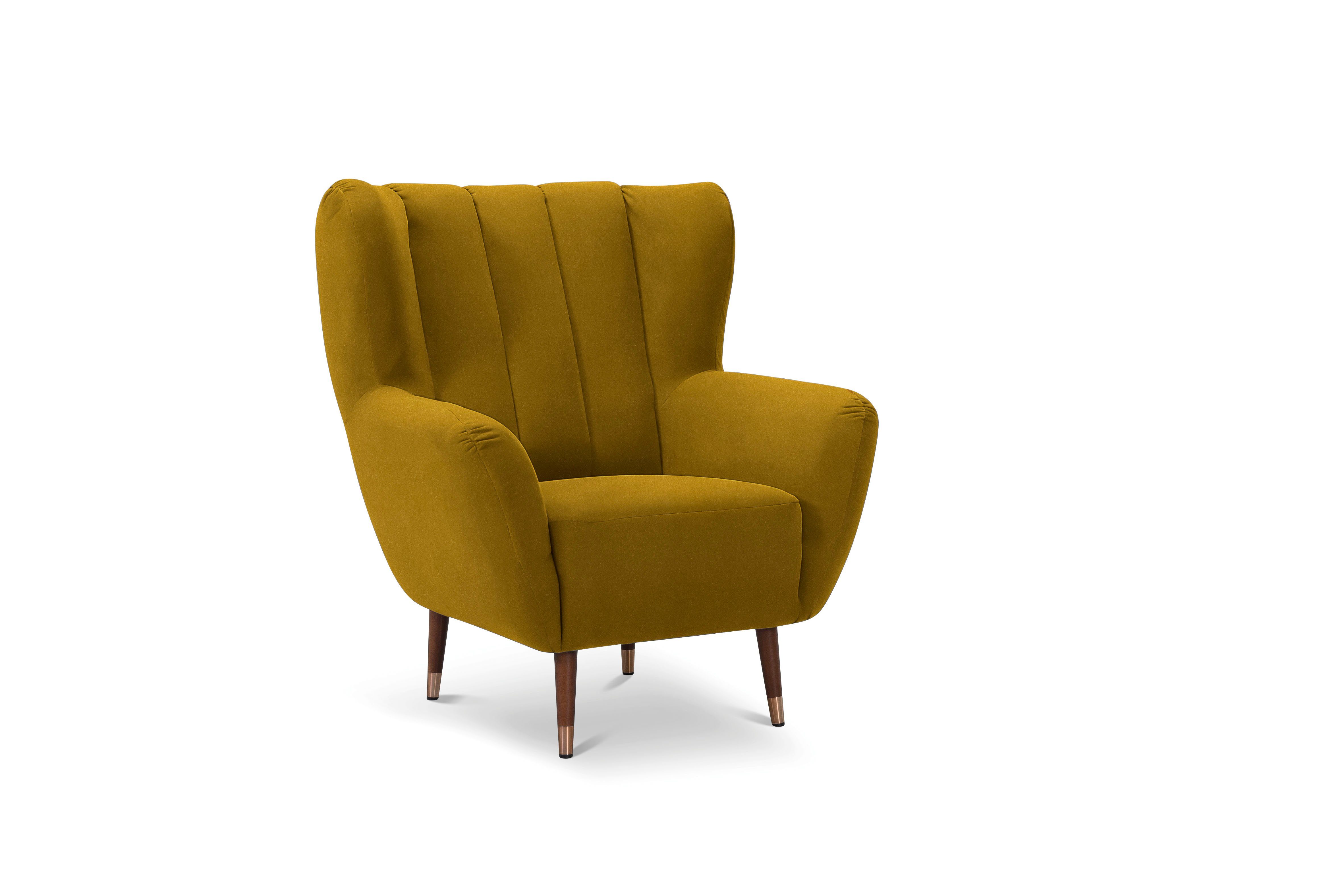exxpo - sofa fashion Fauteuil Polly, oorfauteuil, loungestoel comfortabel met hoge rugleuning, hoge poten, hoogwaardige bekledingen