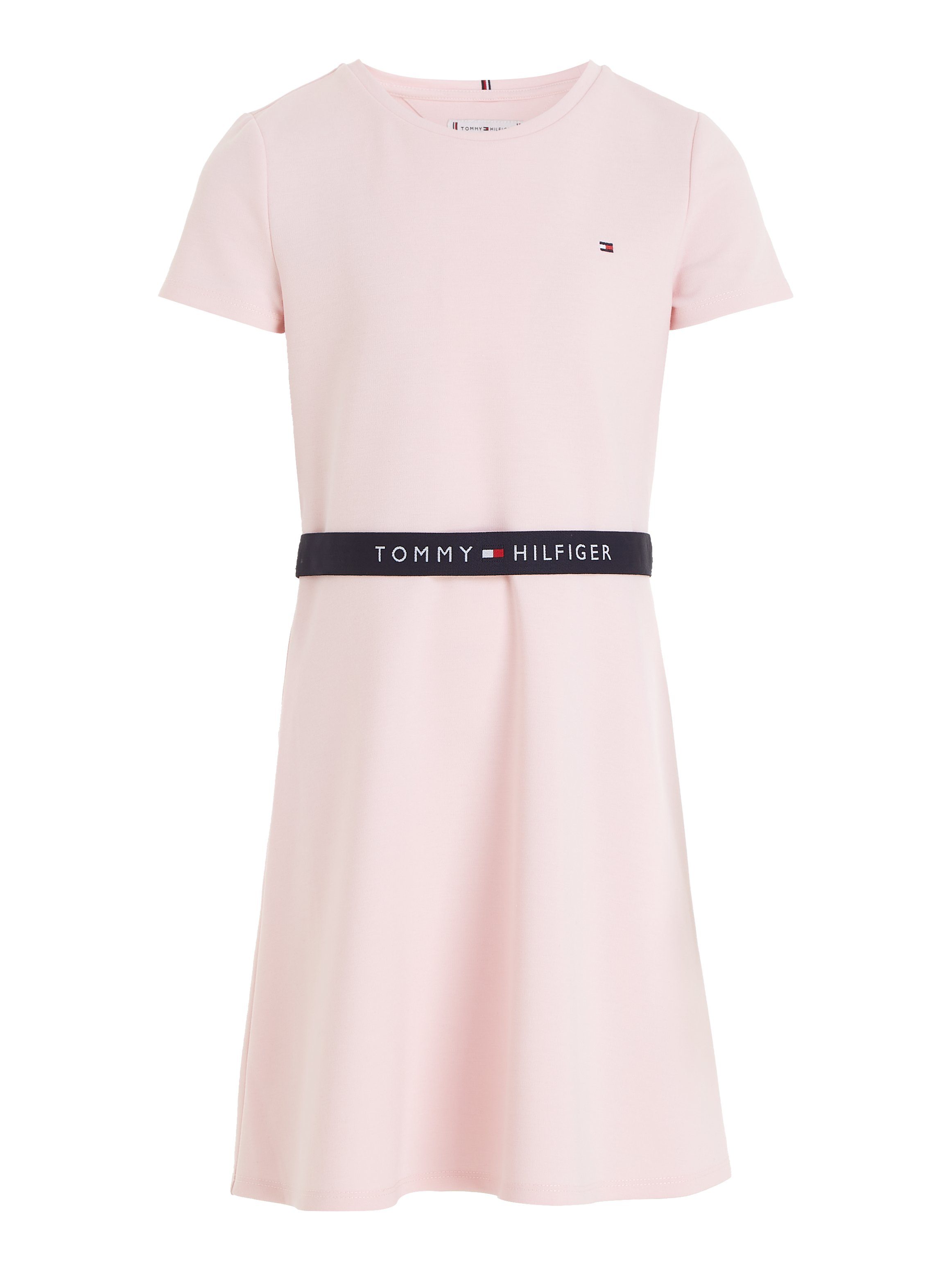 Tommy Hilfiger Jerseyjurk ESSENTIAL SKATER DRESS met merklabel op de tailleband