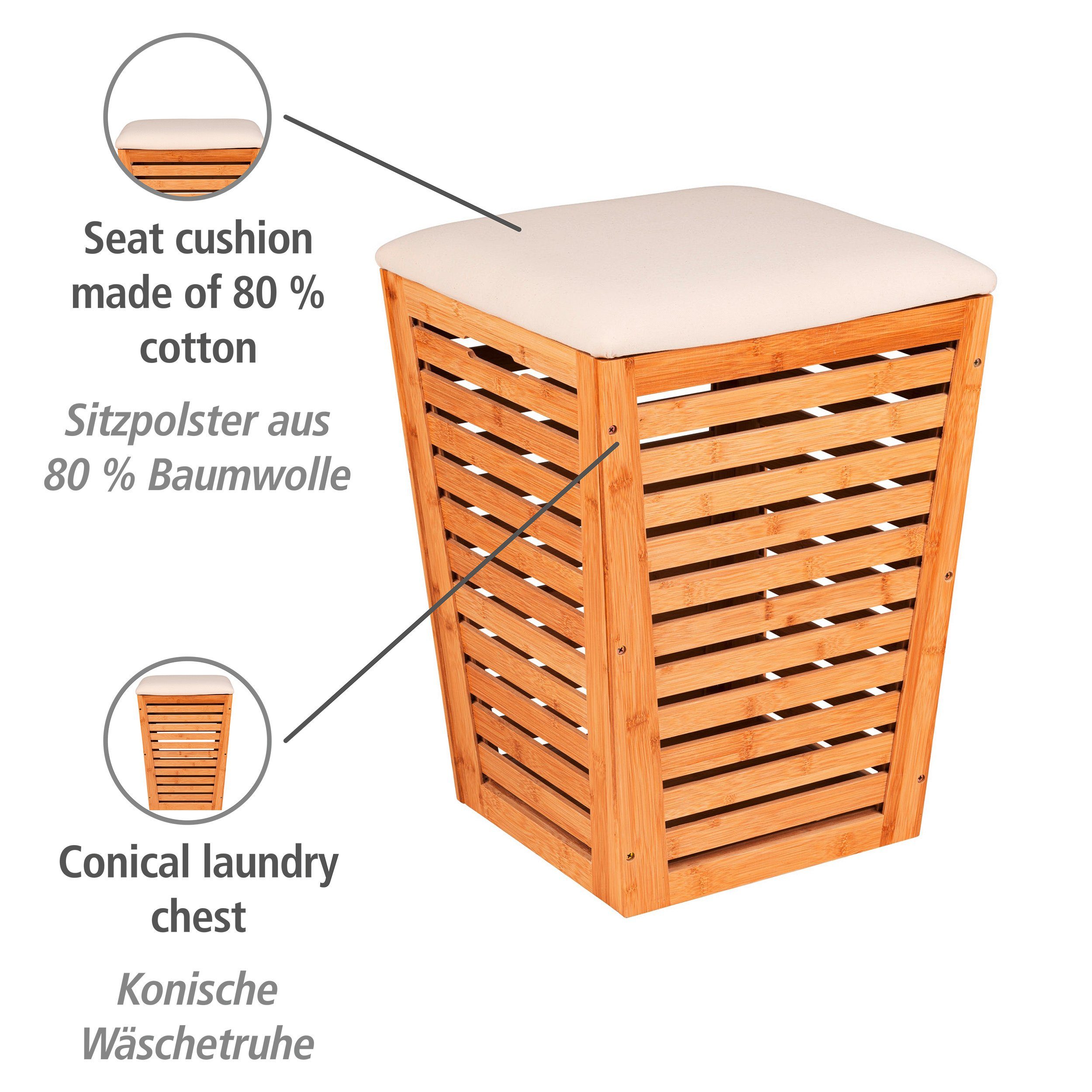 WENKO Wasmand Bambusa met zitkussen