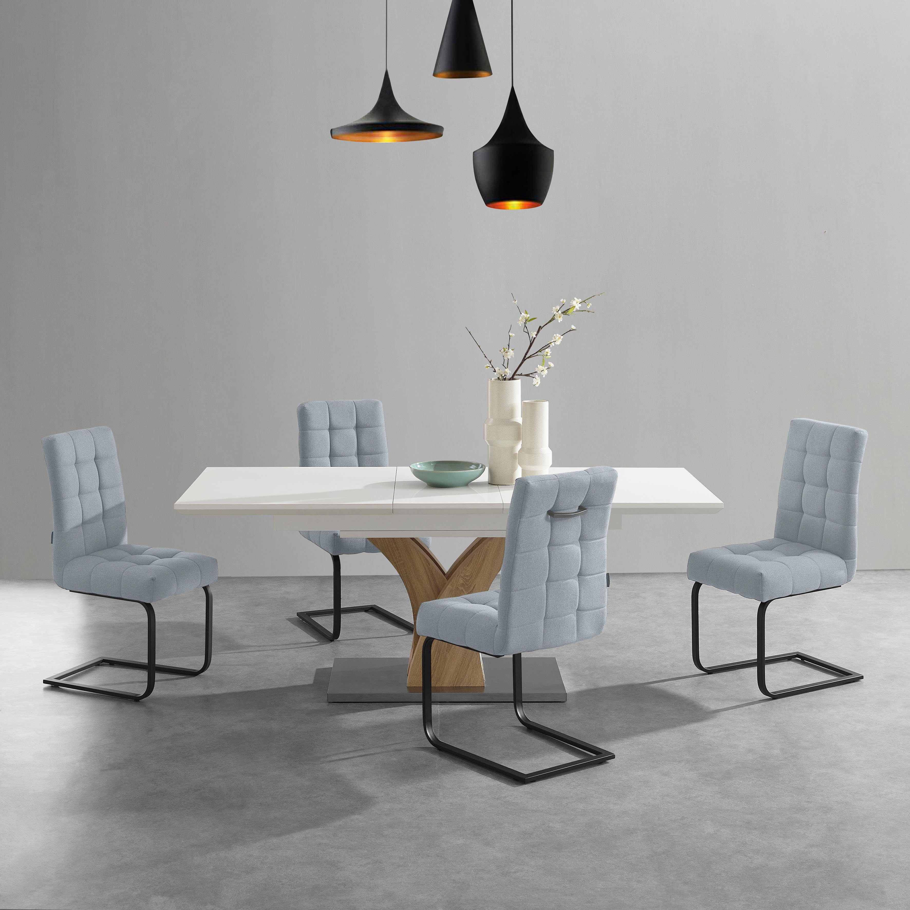 Places of Style Eetkamerstoel Nanaimo Stof gerecycled polyester, zacht verdikte zitting en rugleuning, zithoogte 49 cm (2 stuks)