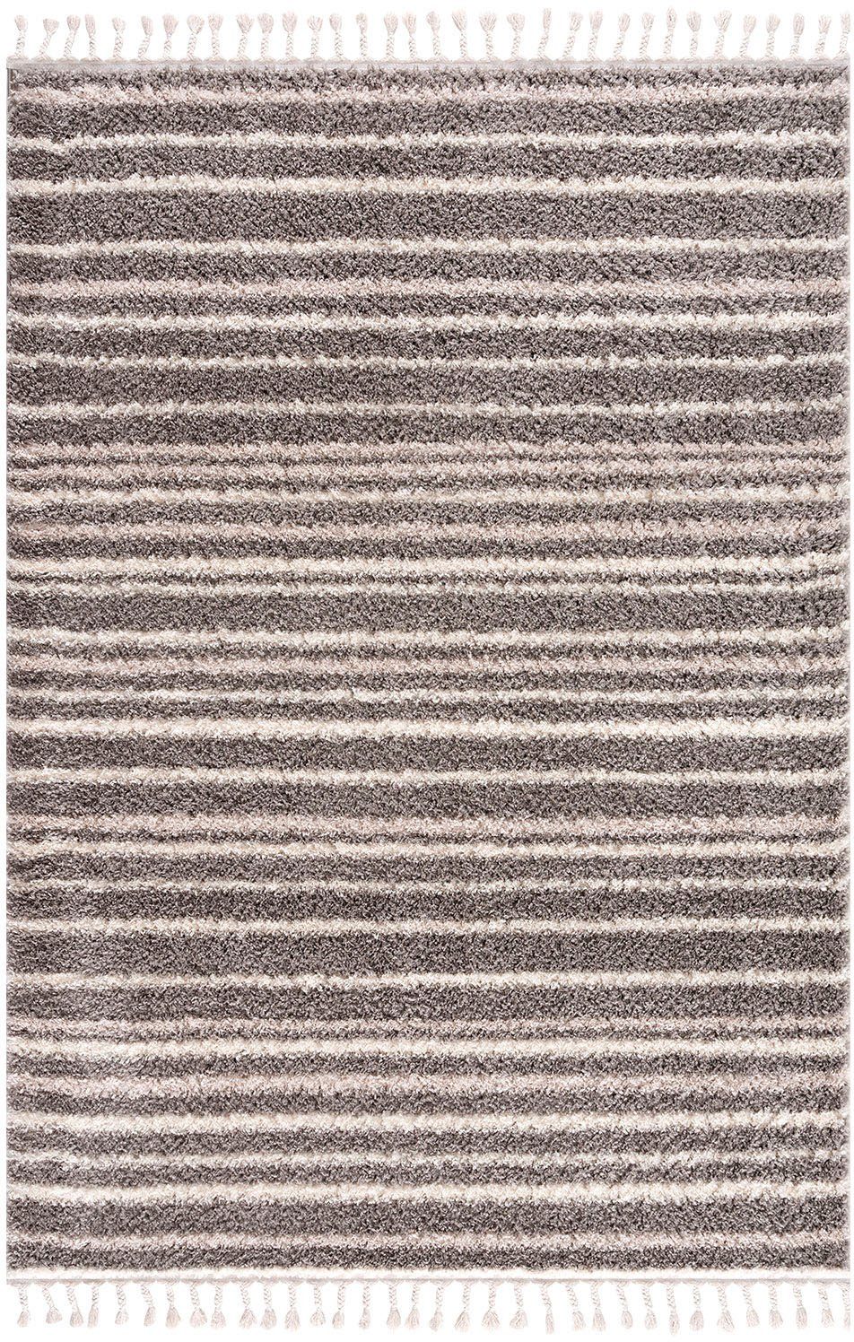 Carpet City Hoogpolig vloerkleed Pulpy 520 bijzonder zacht, met franje, strepen-look