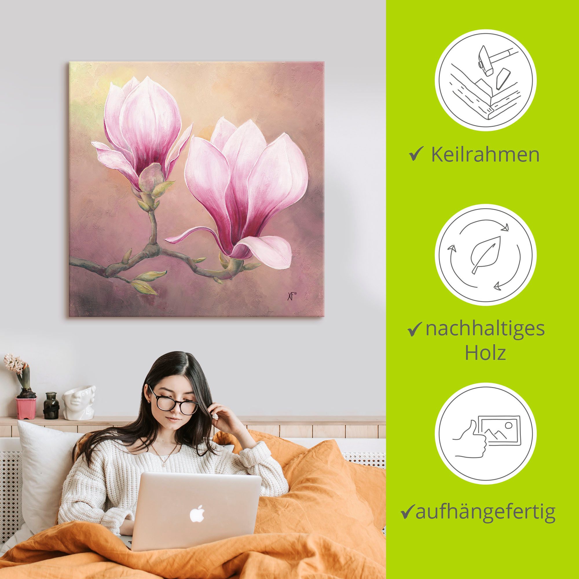 Artland Artprint Late magnolia als artprint van aluminium, artprint op linnen, muursticker of poster in verschillende maten
