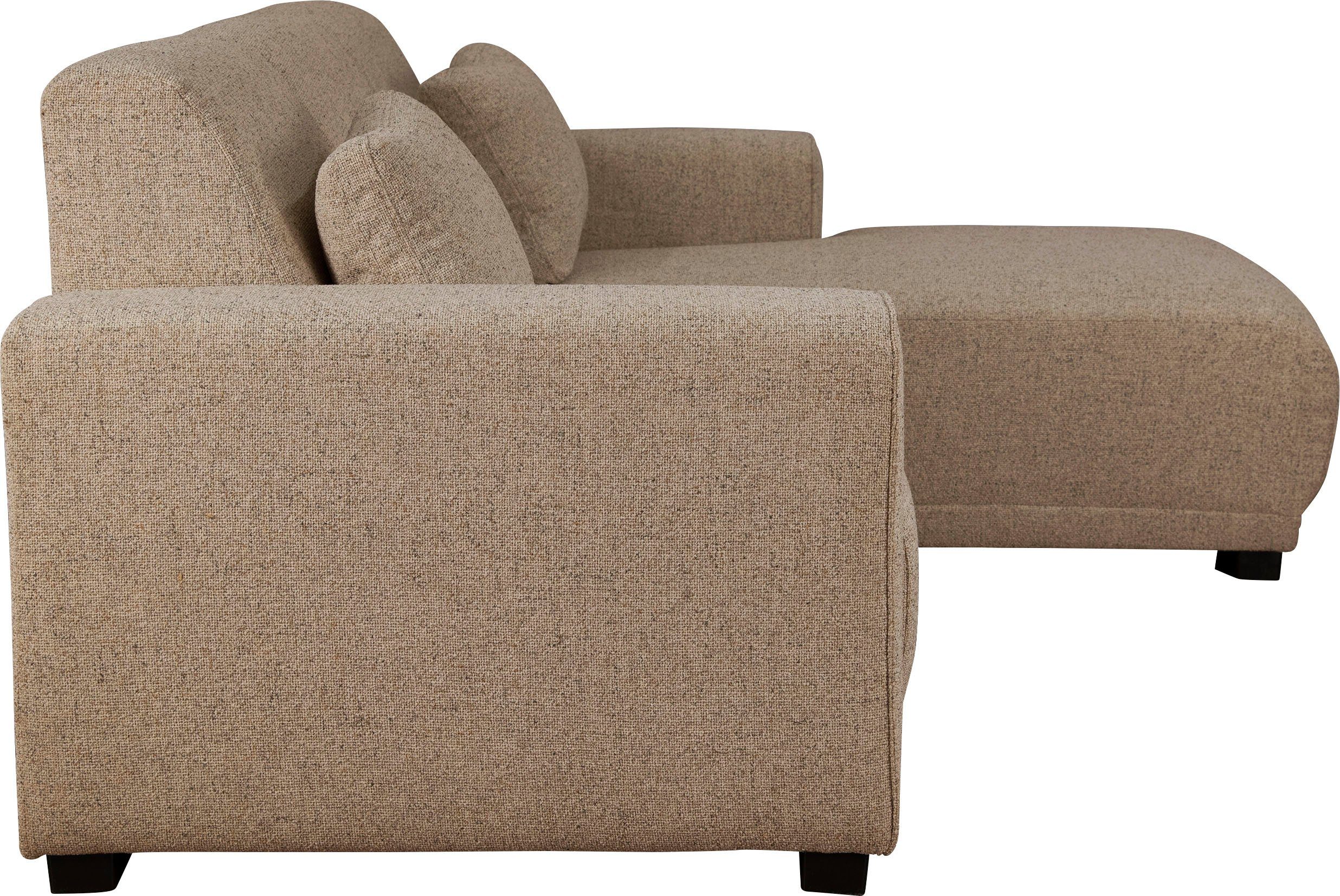 Home affaire Hoekbank BORNHOLM L-vorm met chaise longue, afmetingen B/D/H: 234/162/85 cm Recamiere links of rechts bestelbaar, golfvering, inclusief 2 kussens