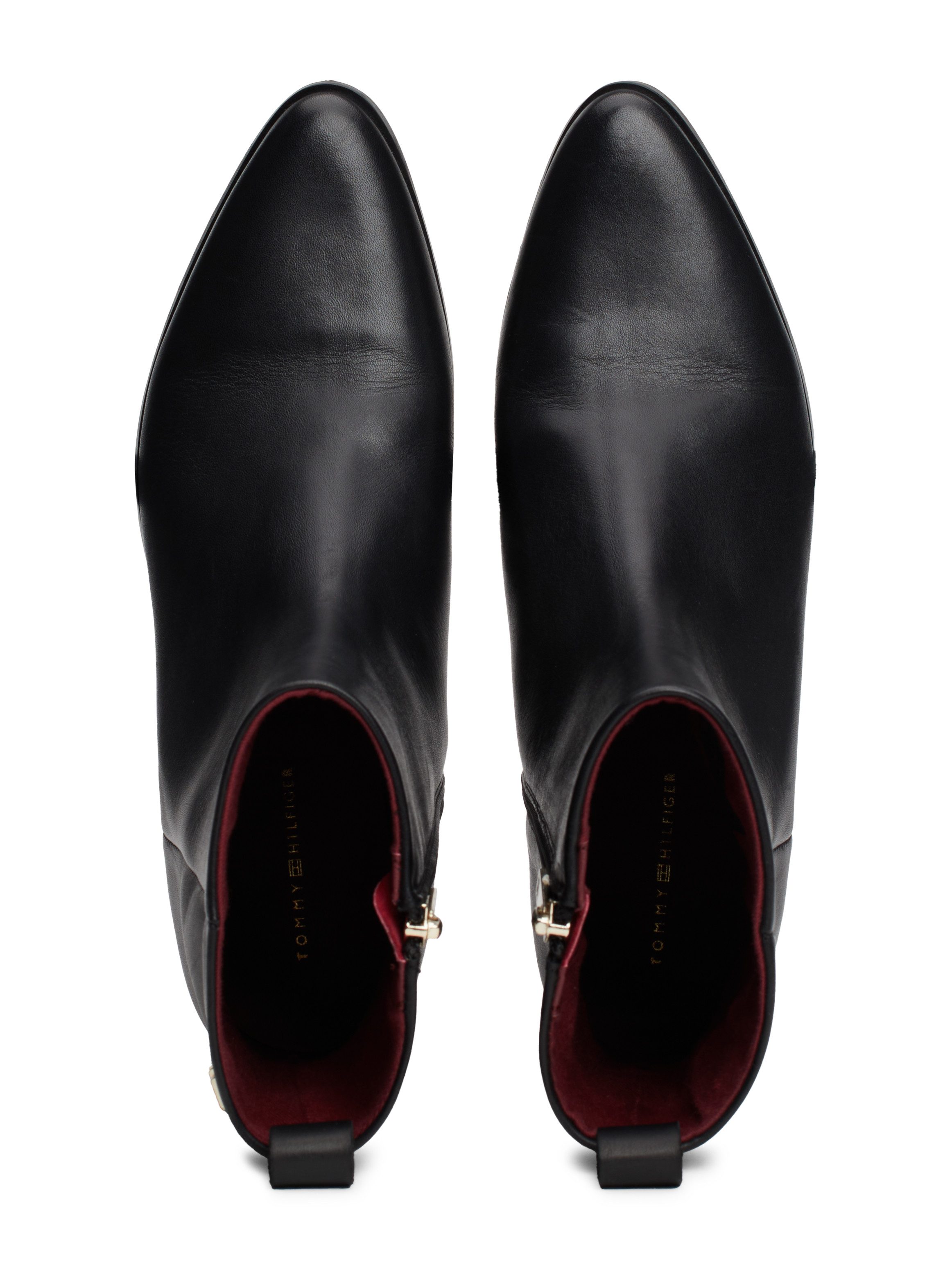 Tommy Hilfiger Laarsjes LOW COWBOY FLAT LEATHER , basic, blokhak, zakelijke schoen in smalle vorm