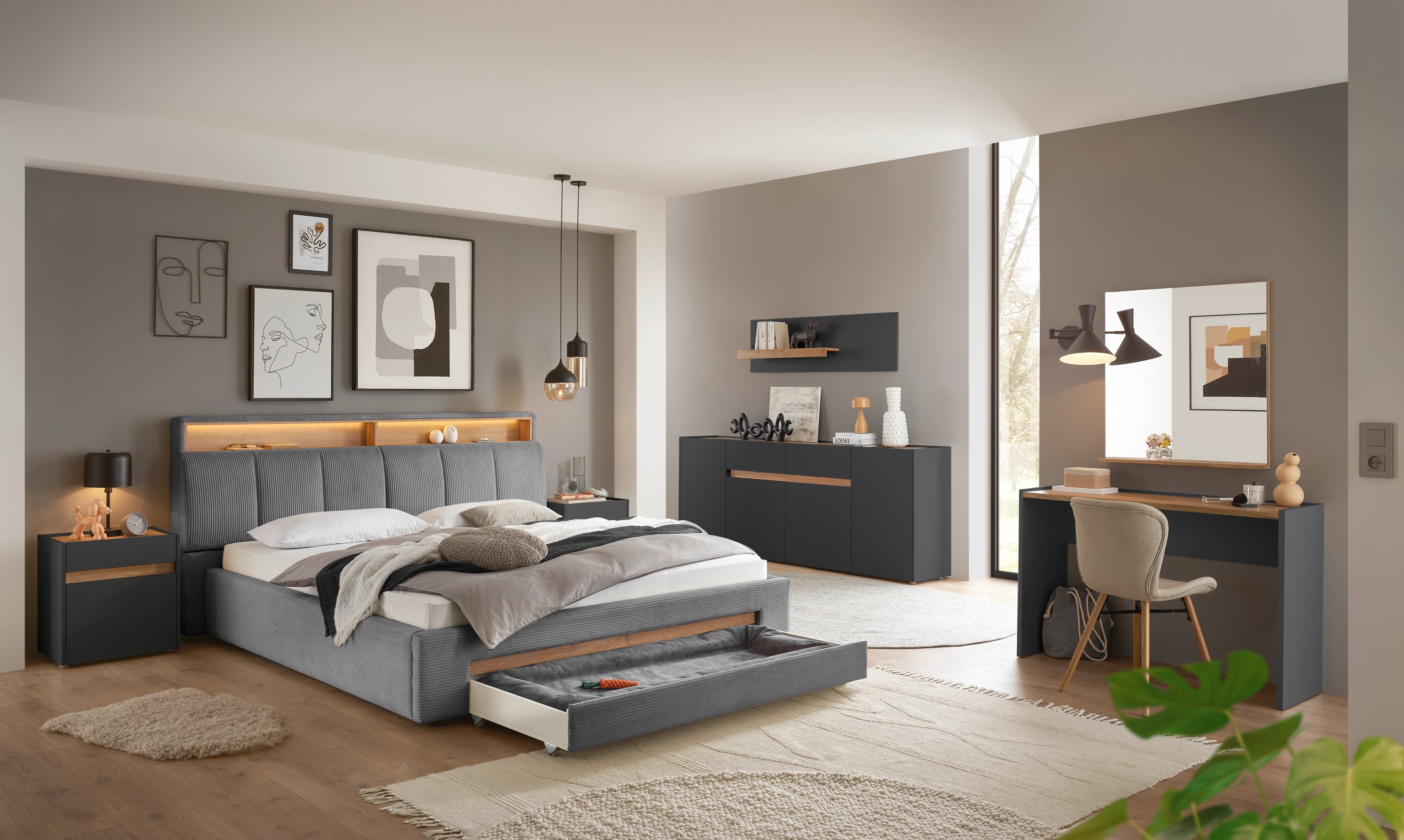 INOSIGN Gestoffeerd bed CiTY/GiRON,, gepolsterd opbergbed, met LED-verlichting Bedkisten met hondenbed of als opbergruimte, opklapbare hoofdeinden