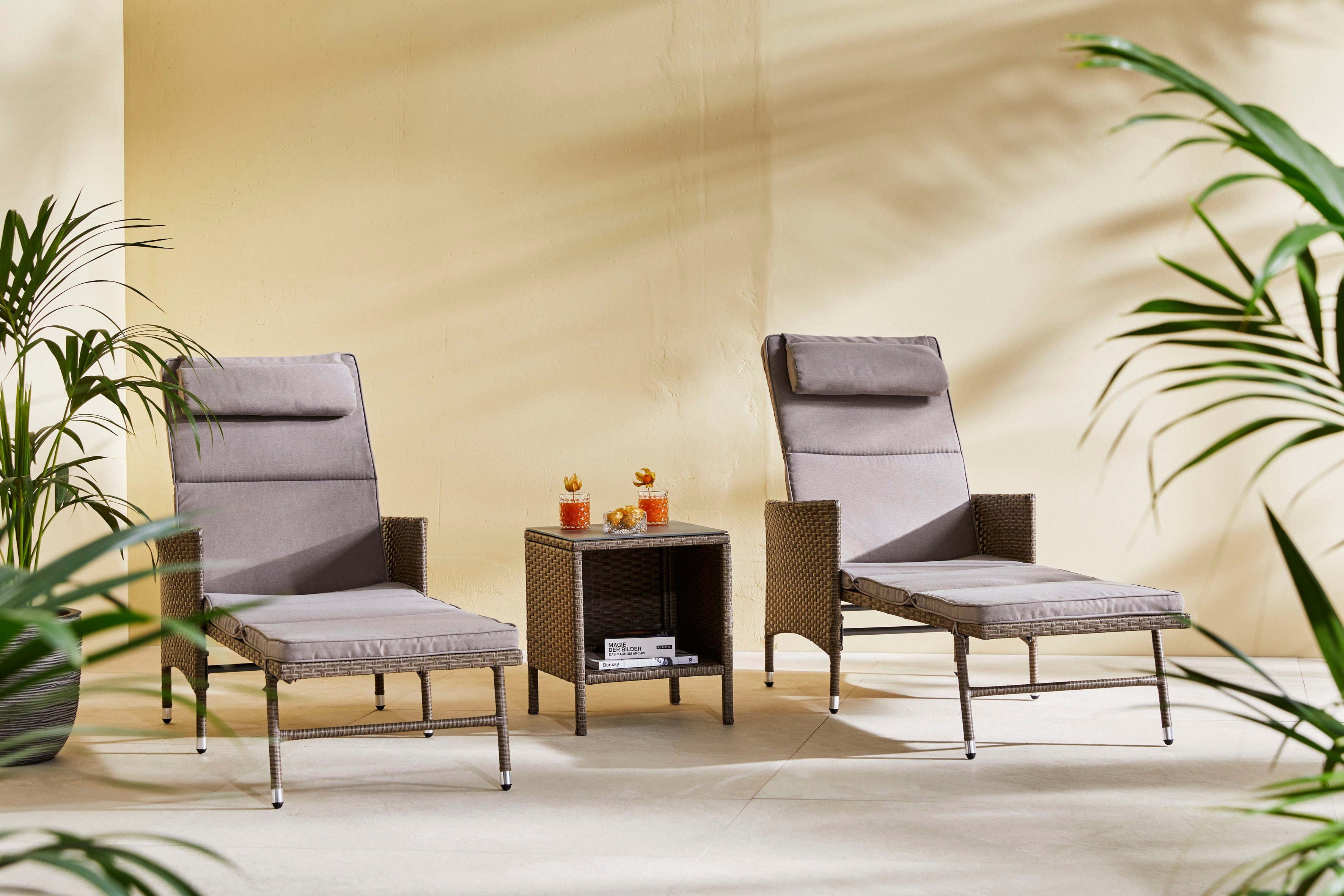 KONIFERA Ligstoel Milaan incl. kussens (set, 5-delig)
