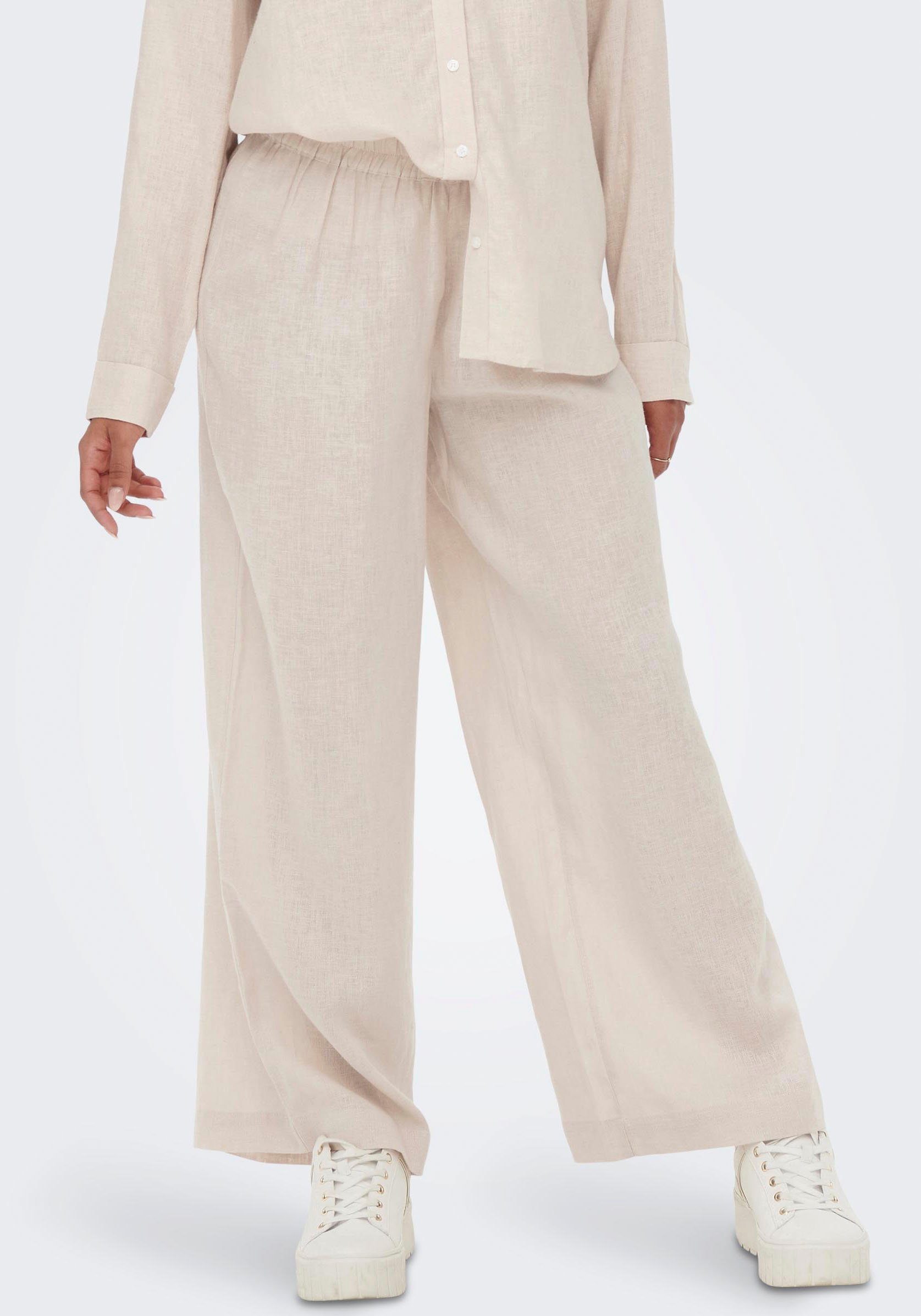 Only Comfortbroek ONLTOKYO HW LINEN BLEND ST PANT