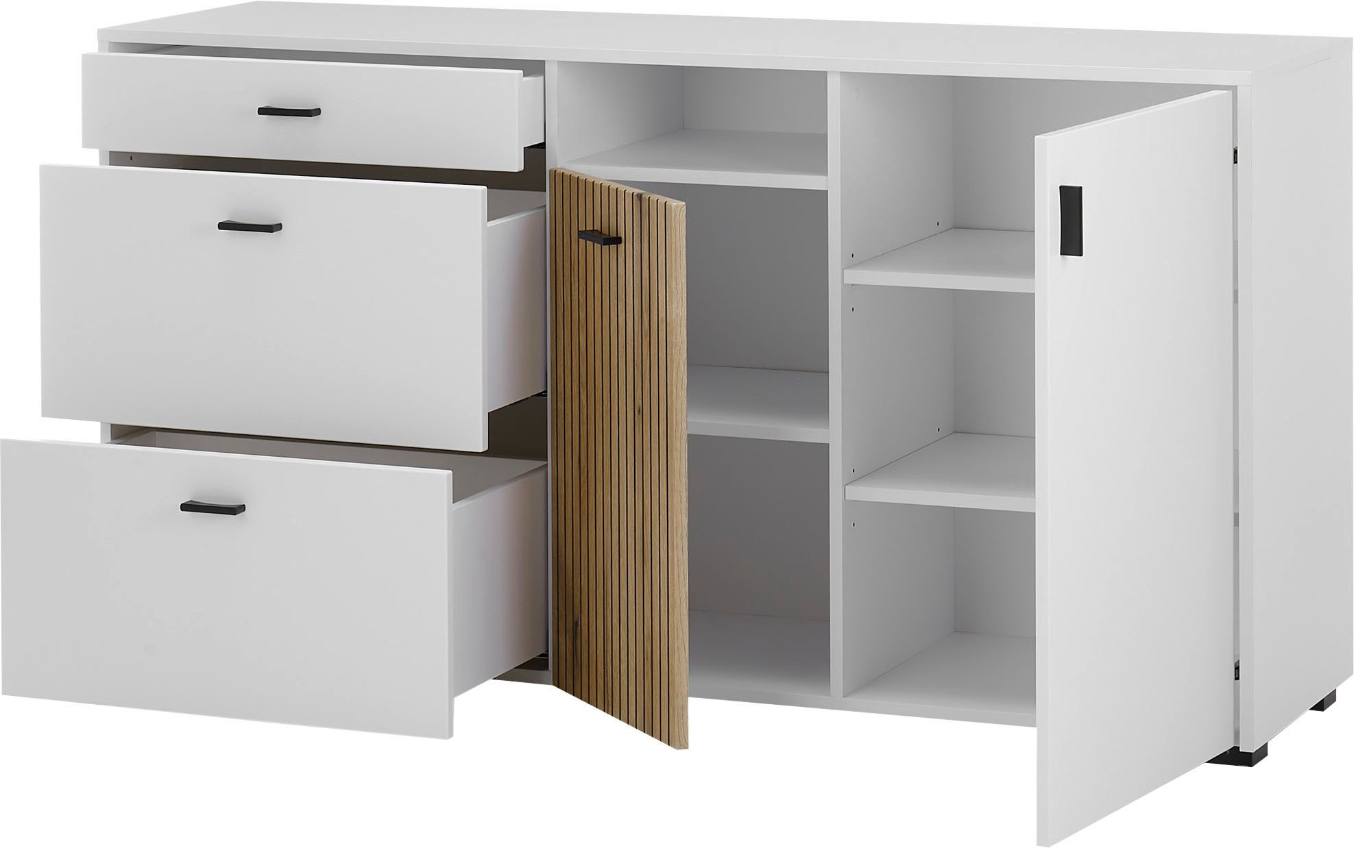 INOSIGN Dressoir Hudson in moderne trendkleur, handgrepen van metaal (zwart), breedte 150 cm