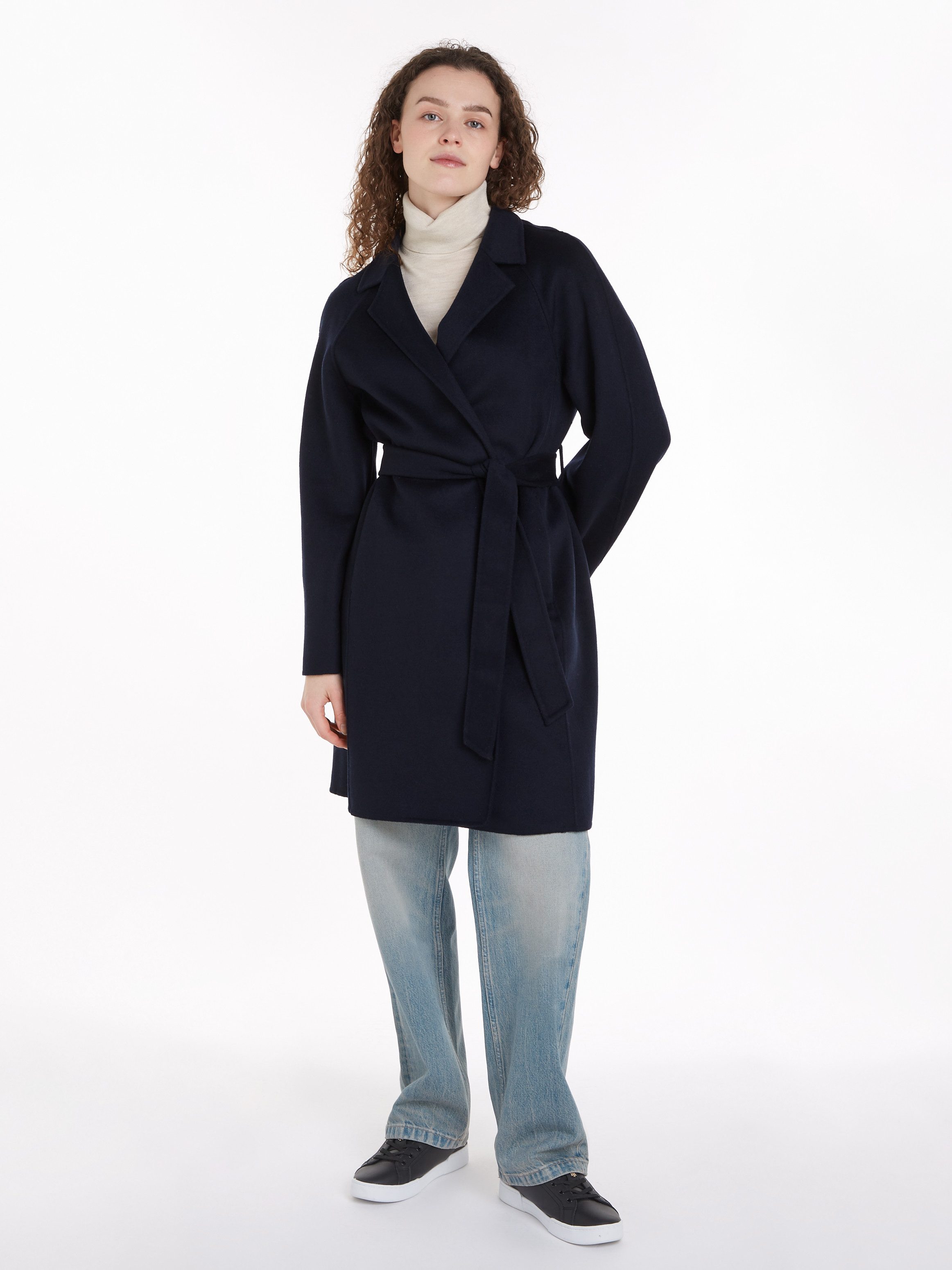 Tommy Hilfiger Korte jas REG DF WOOL BELTED COAT