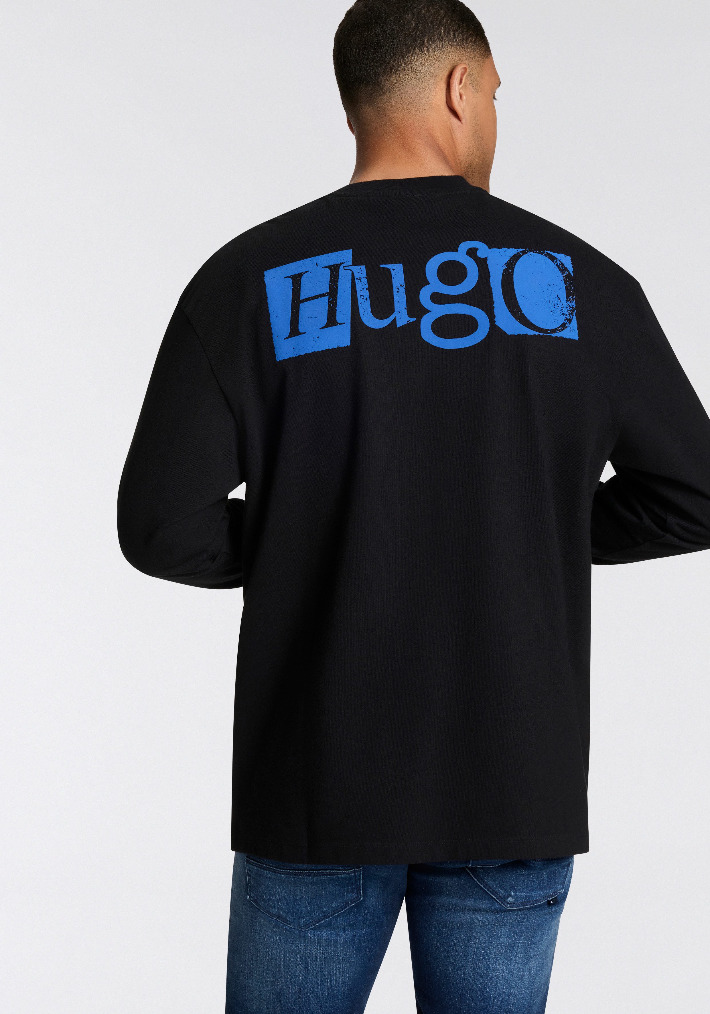 HUGO Blue Shirt met lange mouwen Nilcrew