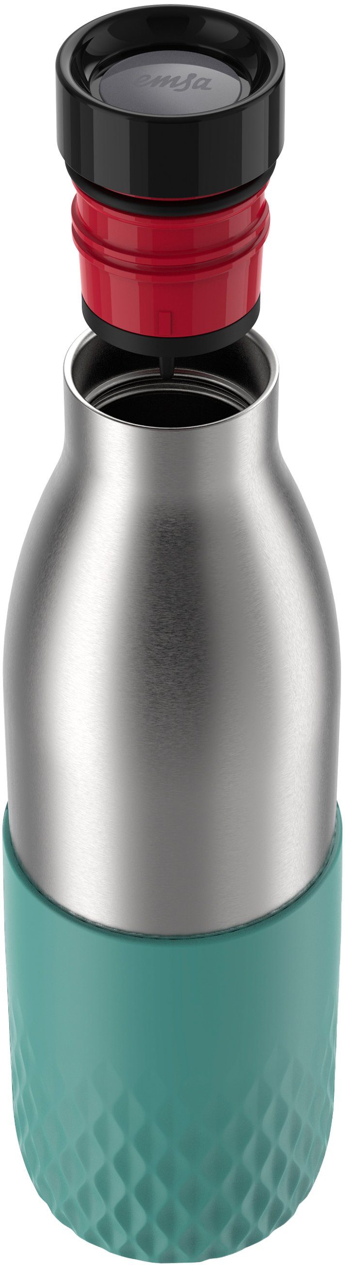 Emsa Drinkfles Bludrop Sleeve Roestvrij staal/siliconen, quick-press, 12u warm/24u koel (1-delig)