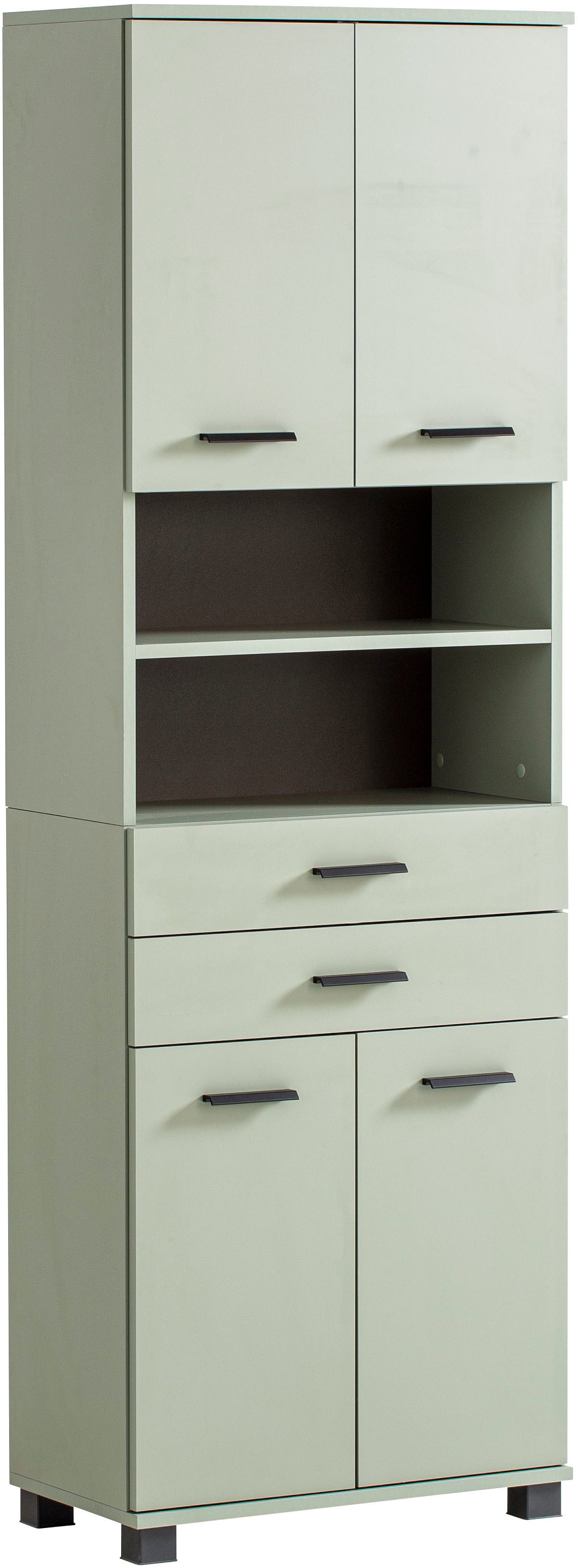 welltime Hoge kast Palermo, Made in Germany Breedte 60 cm, verstelbare planken, metalen grepen