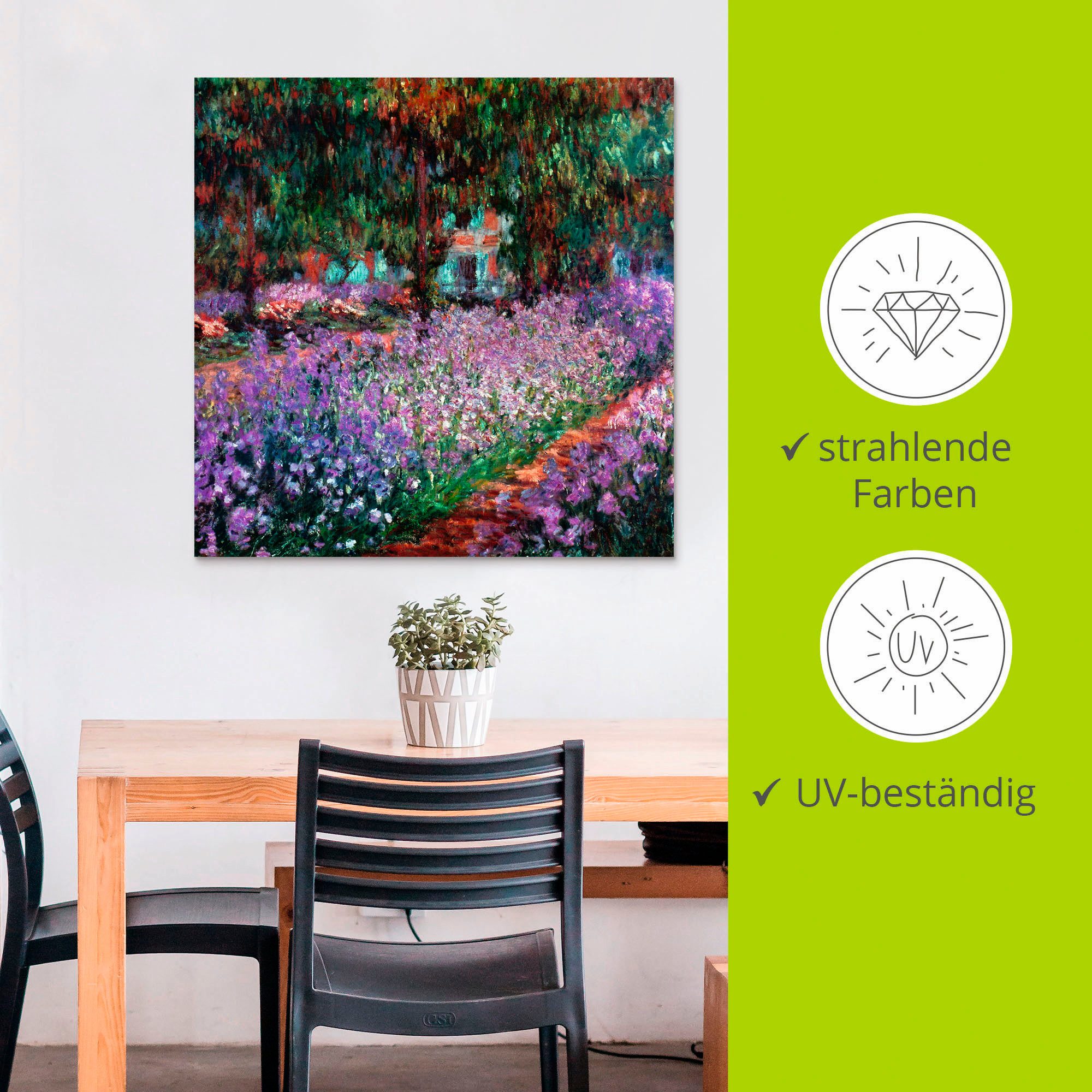 Artland Artprint De tuin van de kunstenaar bij Giverny als artprint van aluminium, artprint voor buiten, artprint op linnen in verschillende maten