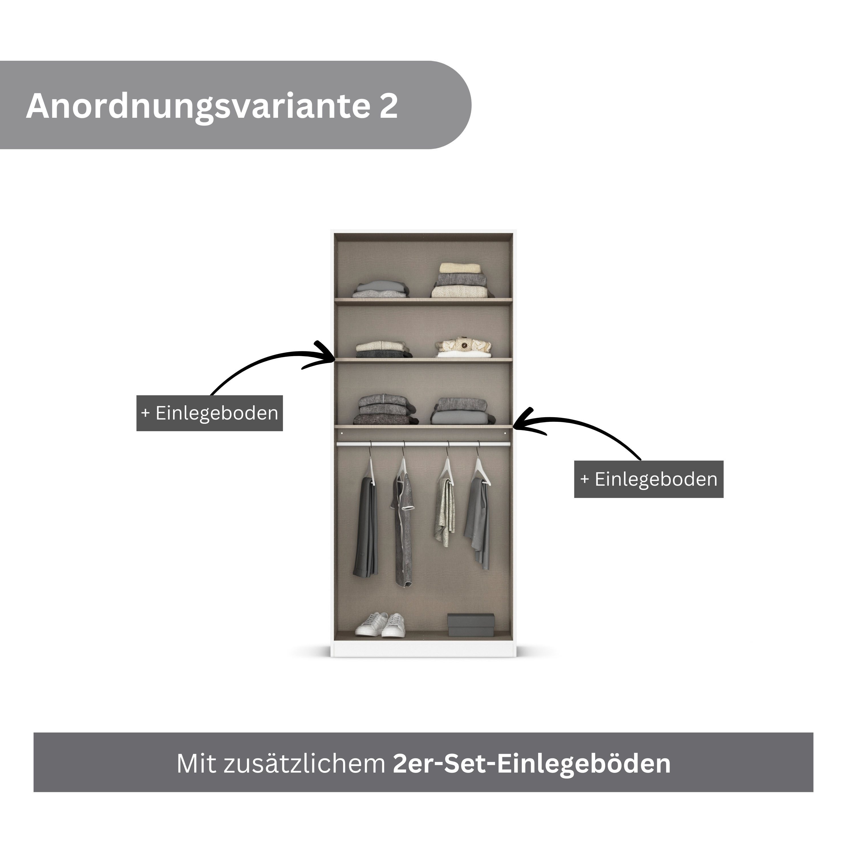 rauch Draaideurkast Kledingkast kast garderobe AGORDO met decor- of hoogglansfront doordachte binnenuitrusting, in 6 breedtes en 2 hoogtes made in germany