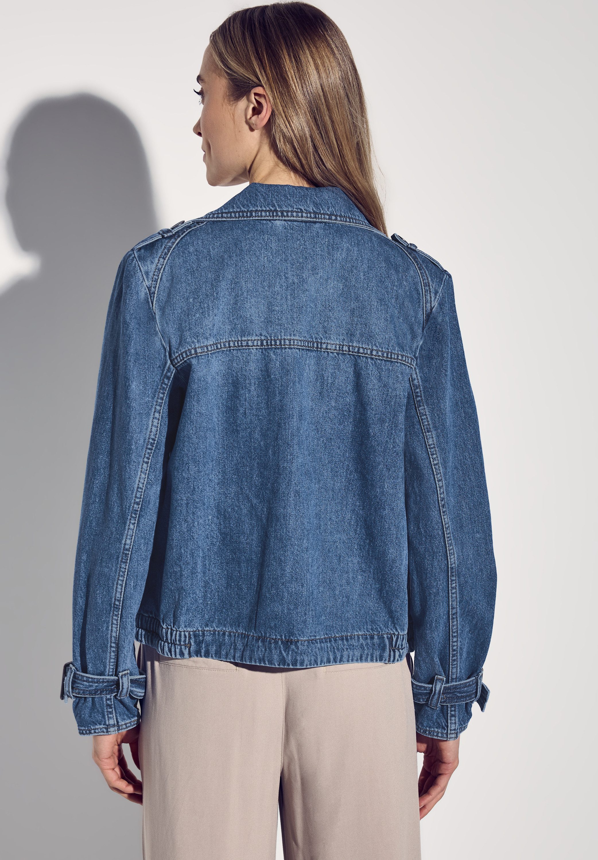 STREET ONE Jeansblazer in trenchcoat-look
