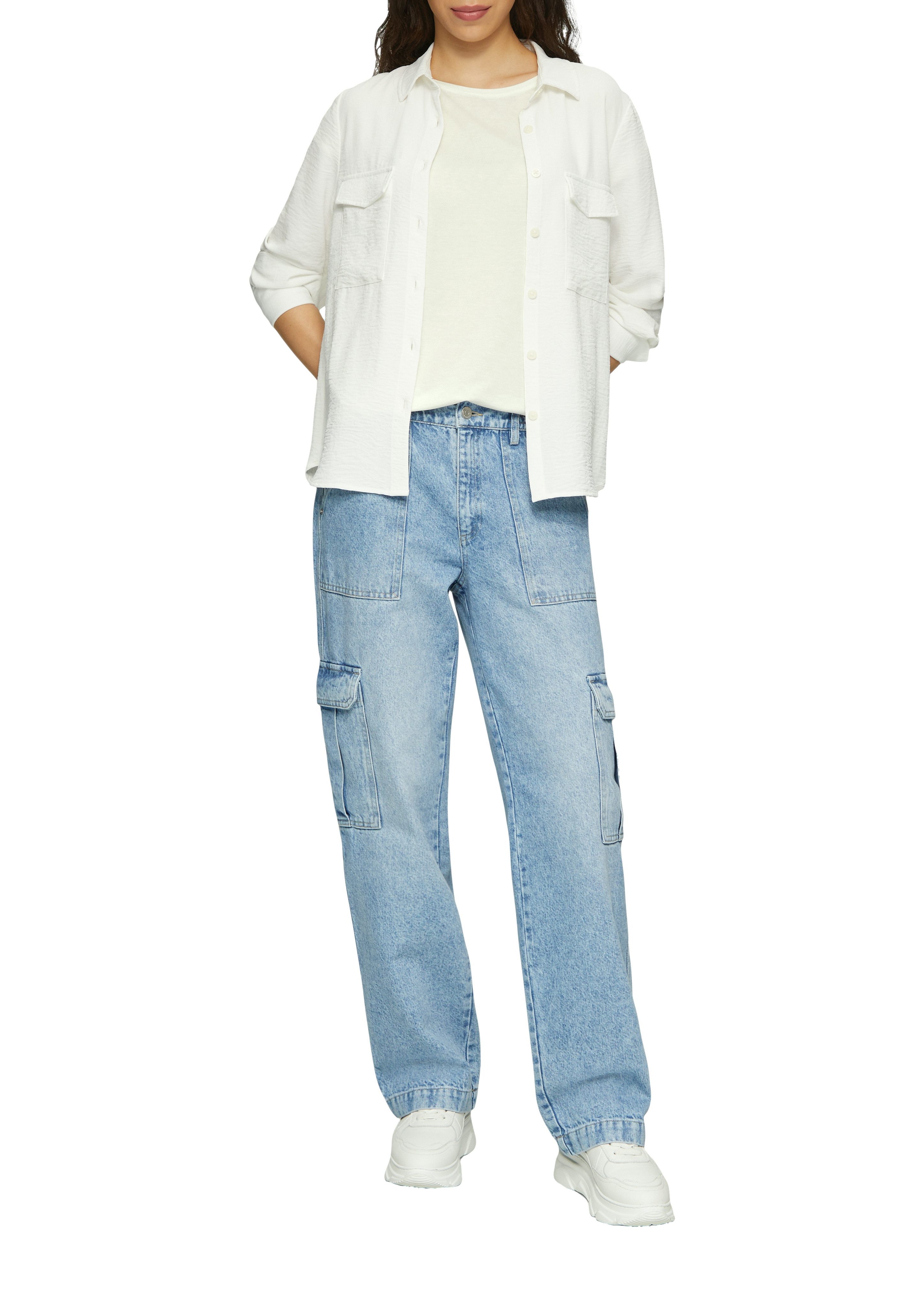 Q/S designed by Shirt met korte mouwen met mouwomslagen