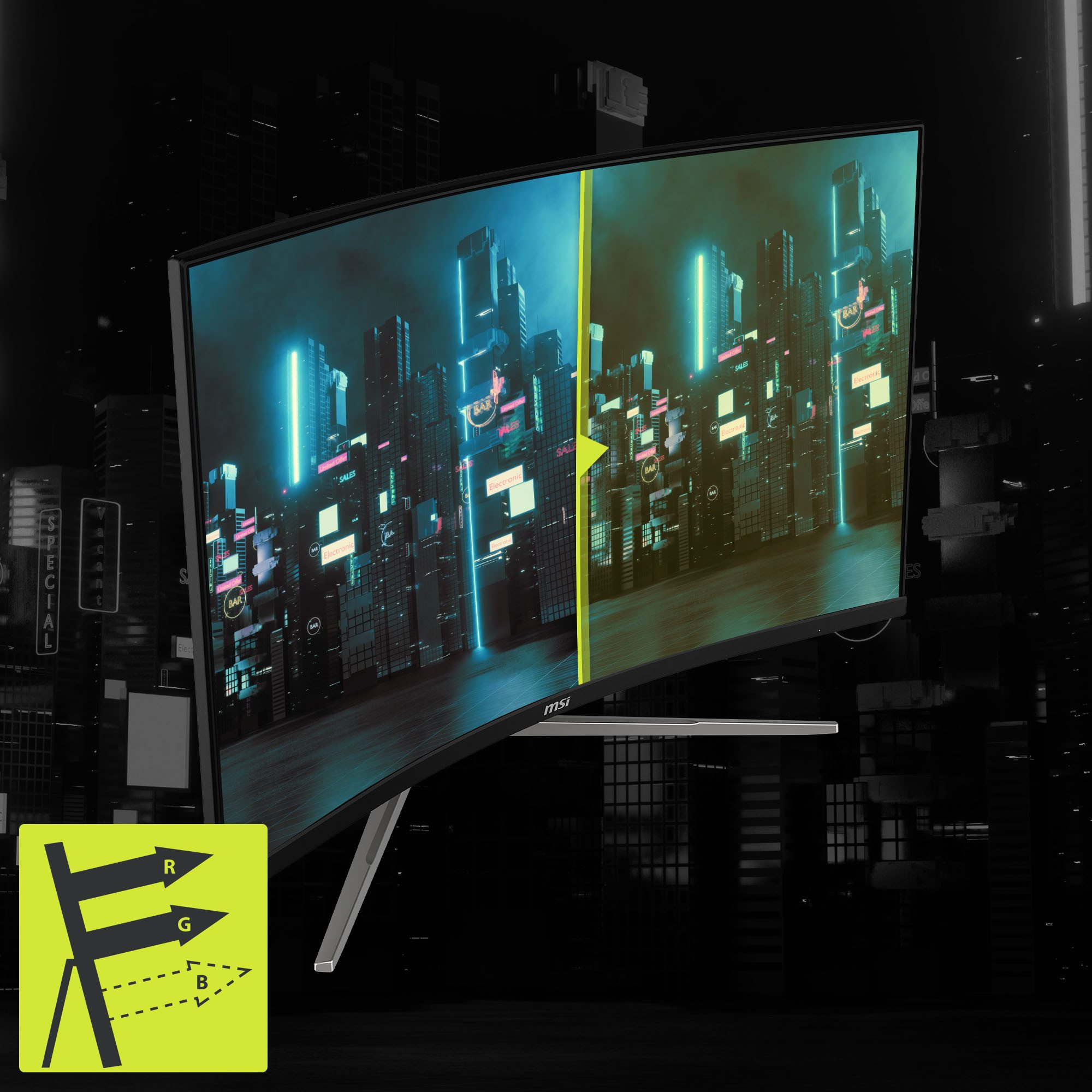 MSI Curved-gaming-monitor MAG 325CQRF QD E2, 80 cm / 32", WQHD, 5-weg joystick navigatie