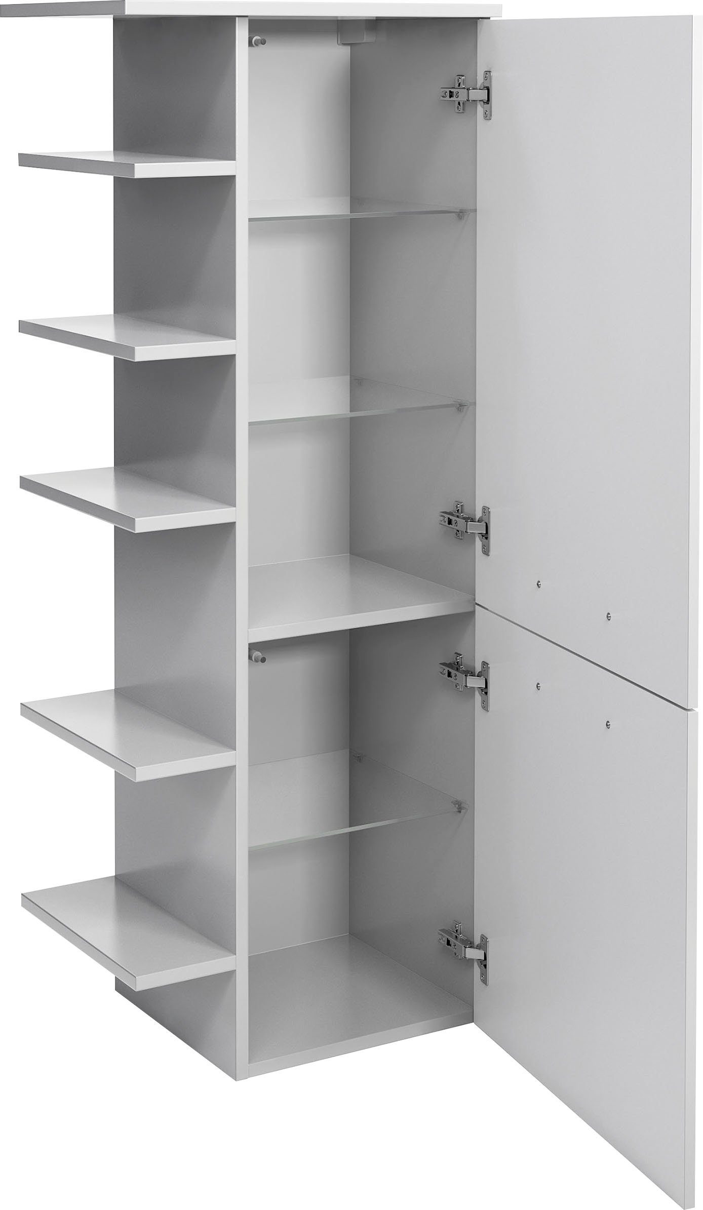 Saphir Halfhoge kast Quickset badkamermeubel 50 cm breed, 2 deuren, zijplanken Badkamer-halfhoge kast inclusief deurdemper, grepen in glanzend chroom