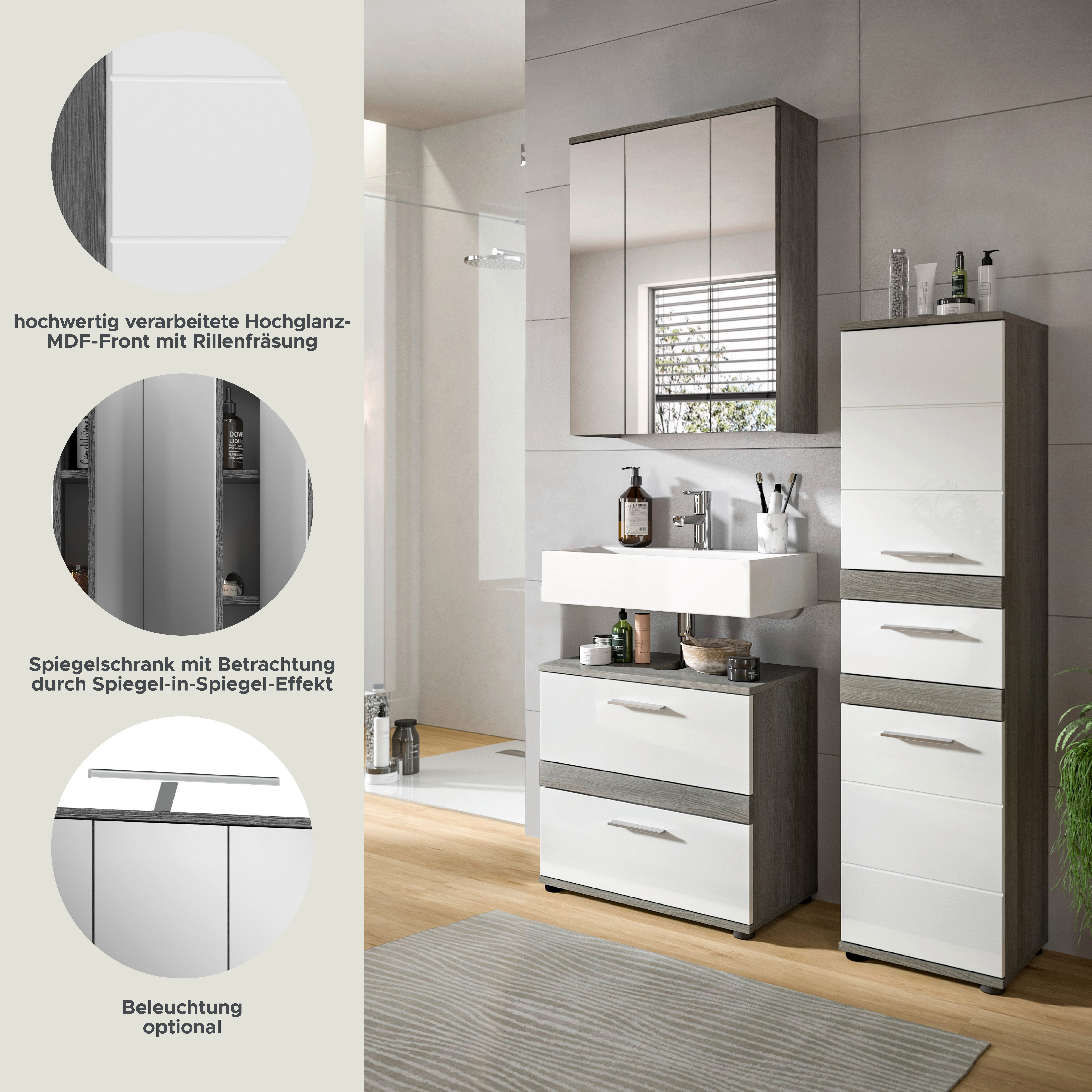 welltime Badmeubelset LUCCA, 3-delig, TOPSELLER!, hoogwaardige MDF front (set, 3 stuks)