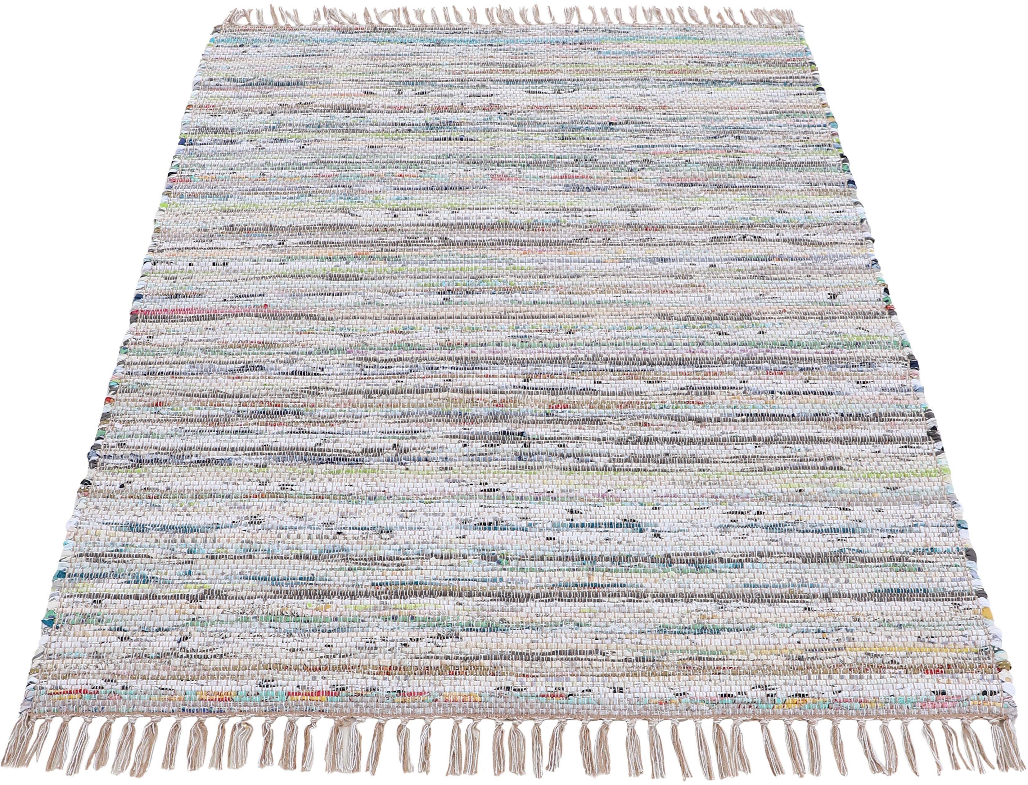carpetfine Vloerkleed Kelim Chindi, omkeerbaar tapijt handgeweven, patchwork tapijt met franjes, ook verkrijgbaar in loperformaten moderne