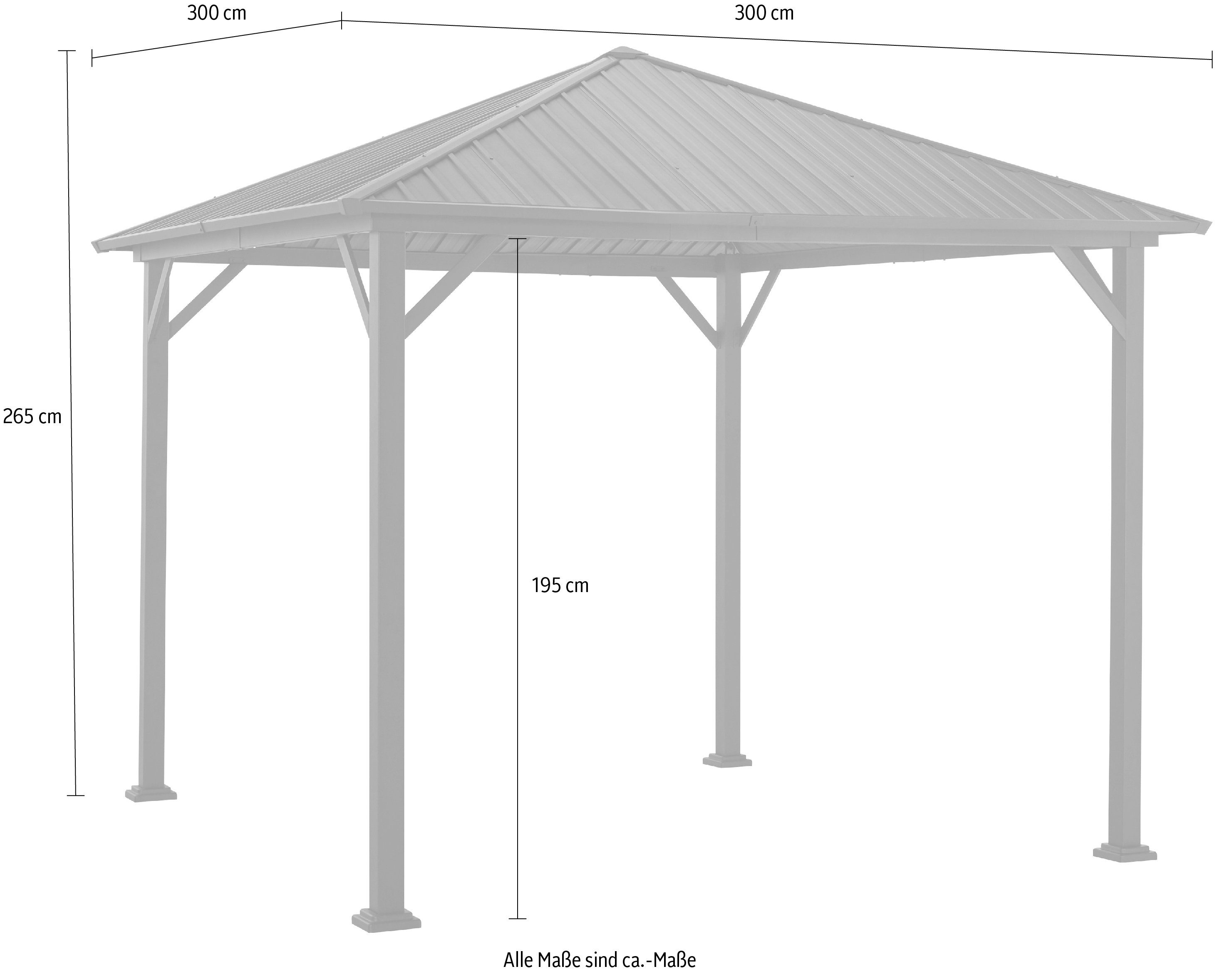 KONIFERA Tuinprieel Samos Bxd: 300x300 cm, stalen frame, zonder zijkanten