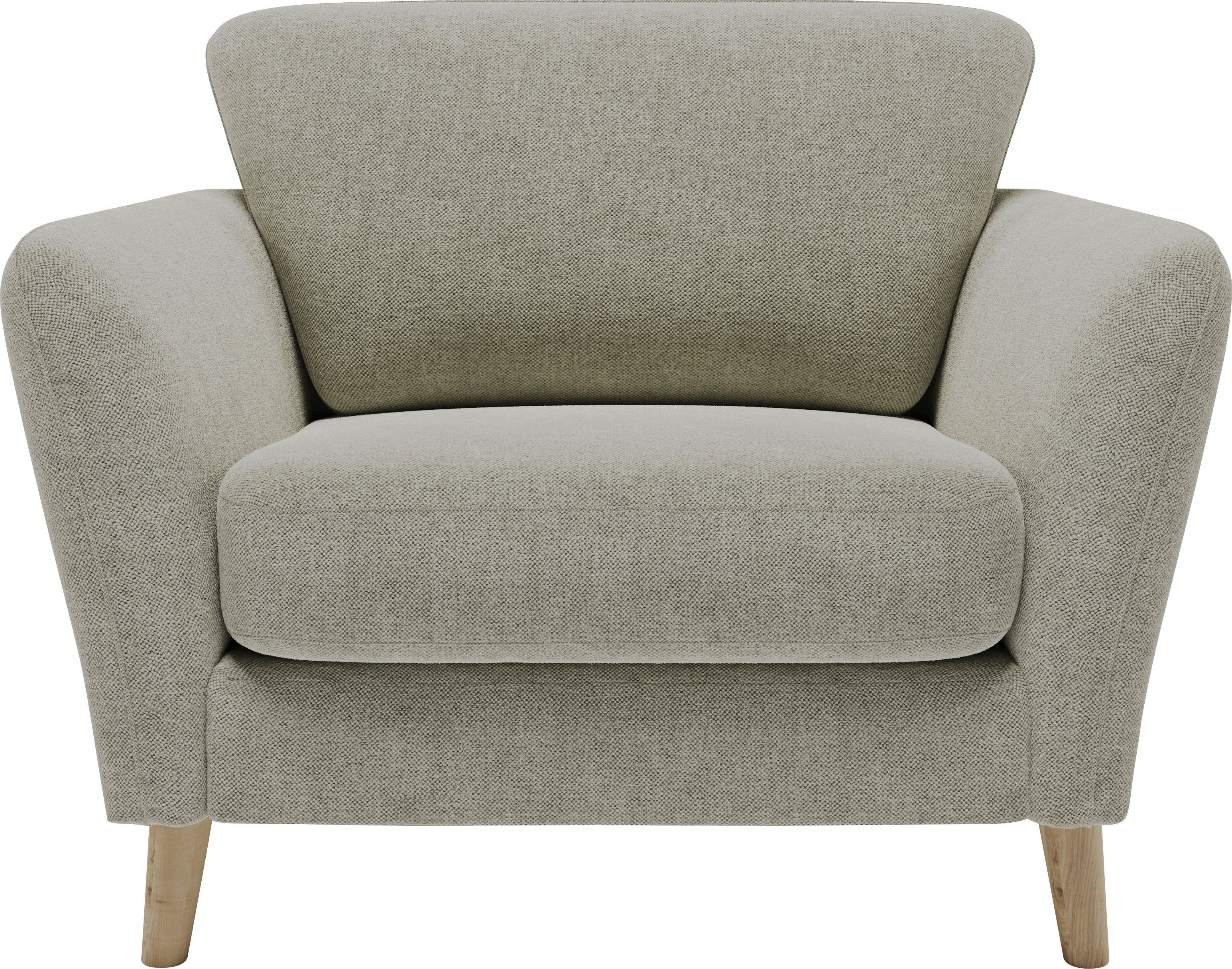 Home affaire Fauteuil Marseille Massief houten poten eiken, landhuisstijl, golfvering