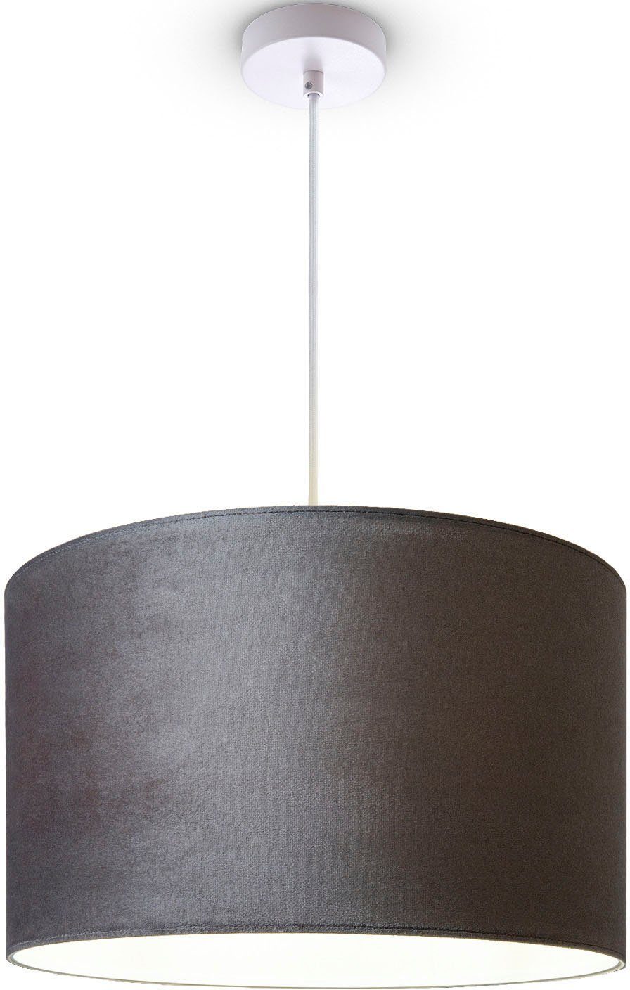 Paco Home Hanglamp Hugo uni Color Woonkamer lampenkap van velours uni-kleuren decoratie E27 kabel 1,5m