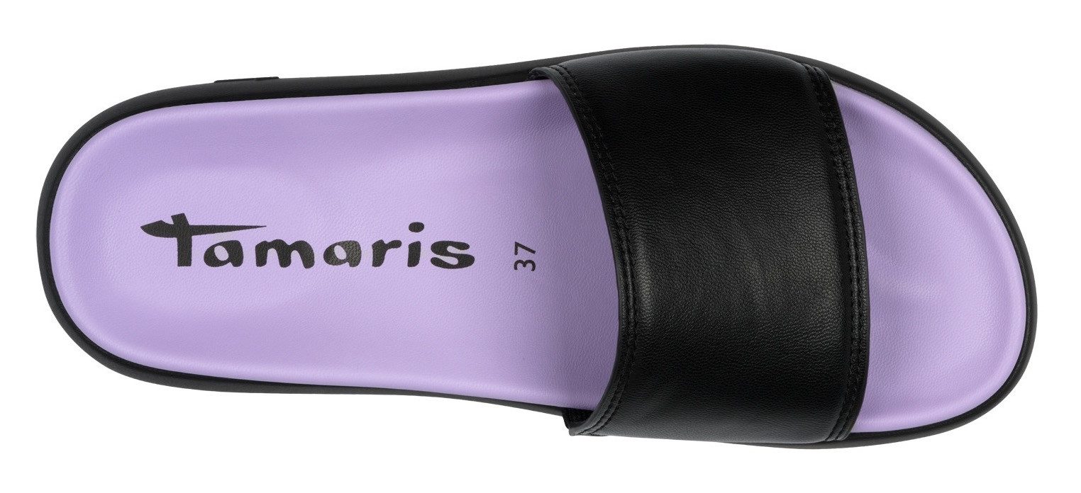 Tamaris Slippers , plateau, zomerschoen, slippers met klein elastiek aan de band