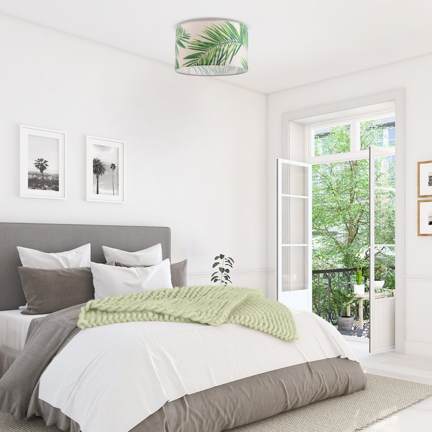 Paco Home Plafondlamp Ostende 537 Slaapkamerlamp lampenkap decoratie woonkamer plafondlamp palm