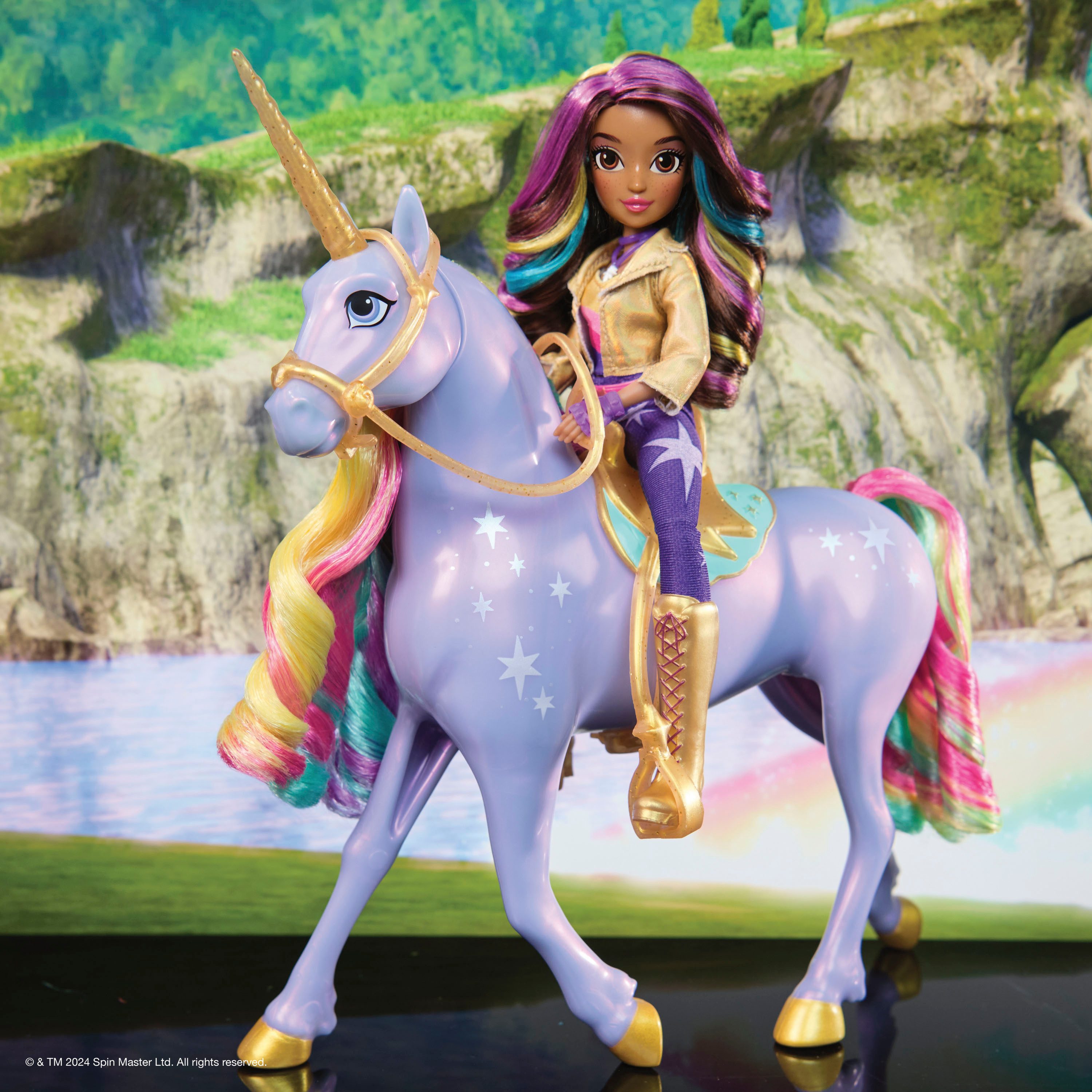 Spin Master Aankleedpop Unicorn Academy - Interactive Rainbow Light-Up Wildstar & Sophia (set)
