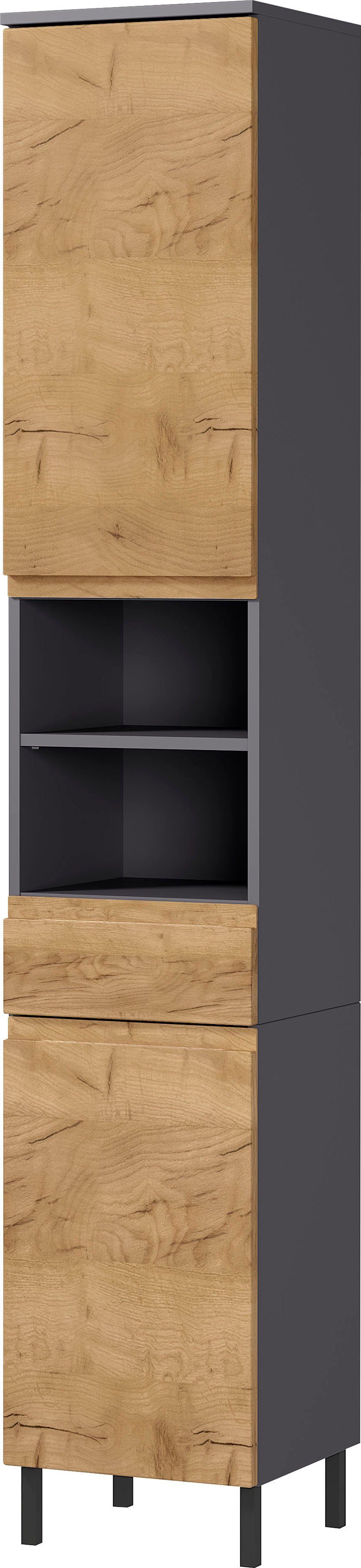 GERMANIA Badkamerserie Scantic van halfhoge kast, spiegel, wastafelonderkast, hoge kast (set, 4-delig)