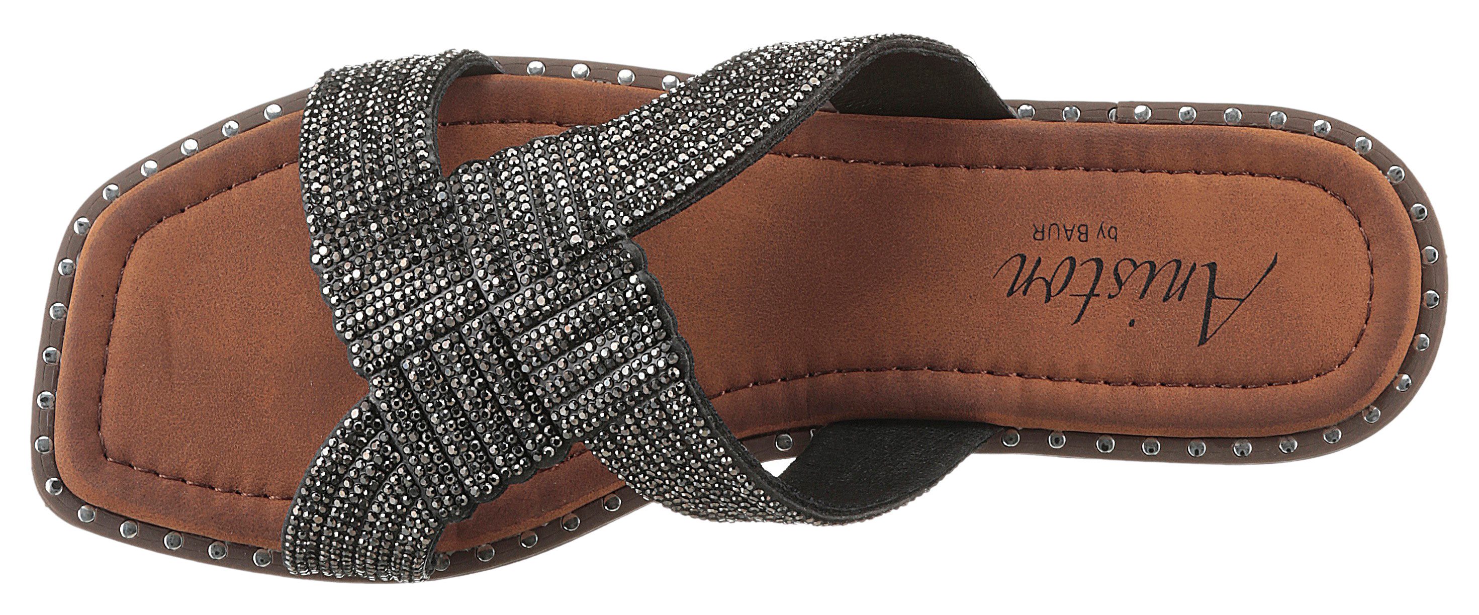 Aniston SHOES Slippers , flat, zomerschoen, strand schoen, glitterstenen - nieuwe collectie