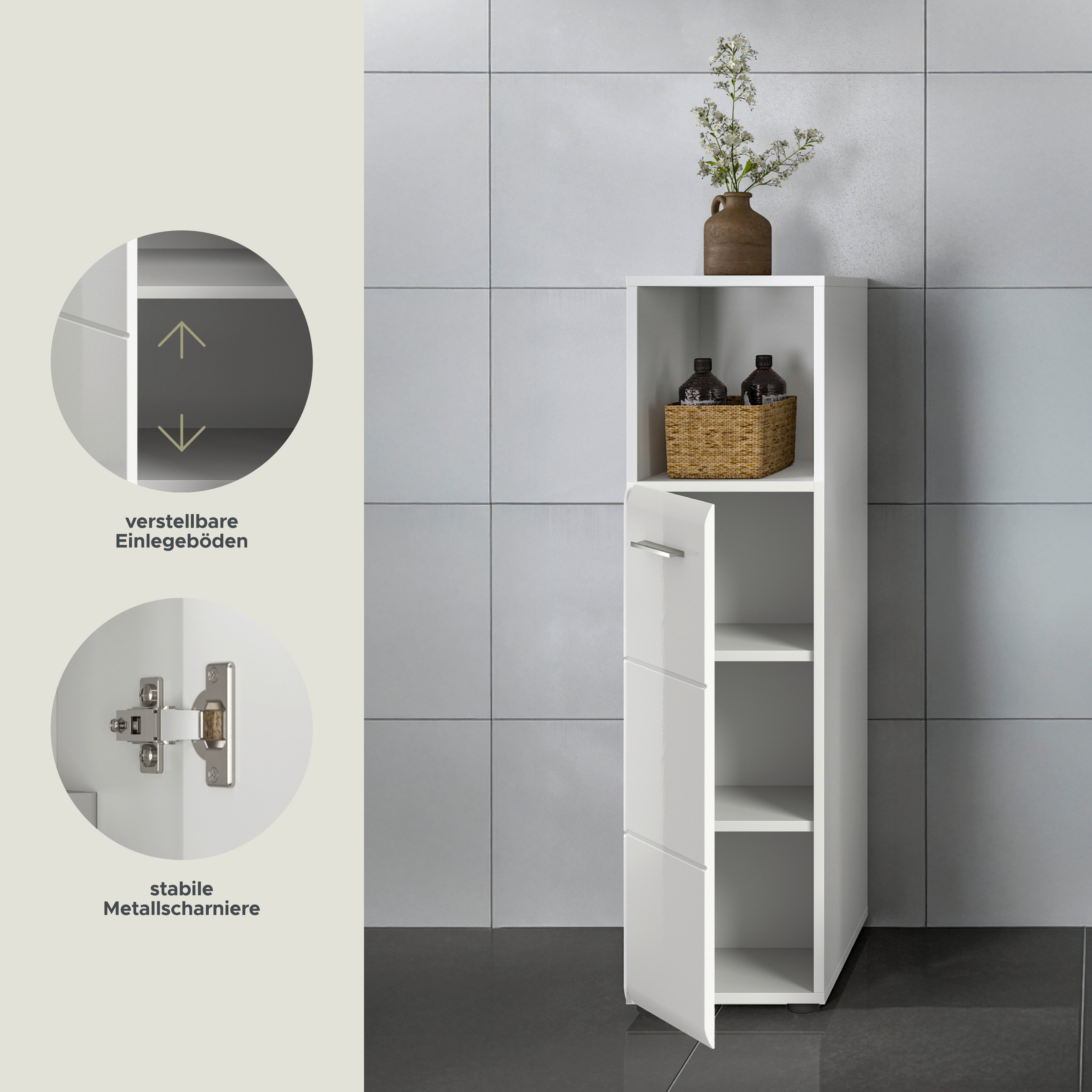 INOSIGN Halfhoge kast FLORENZ, TOPSELLER!, Hoogte 110 cm, 1 deur, 2 legplanken, 1 open vak