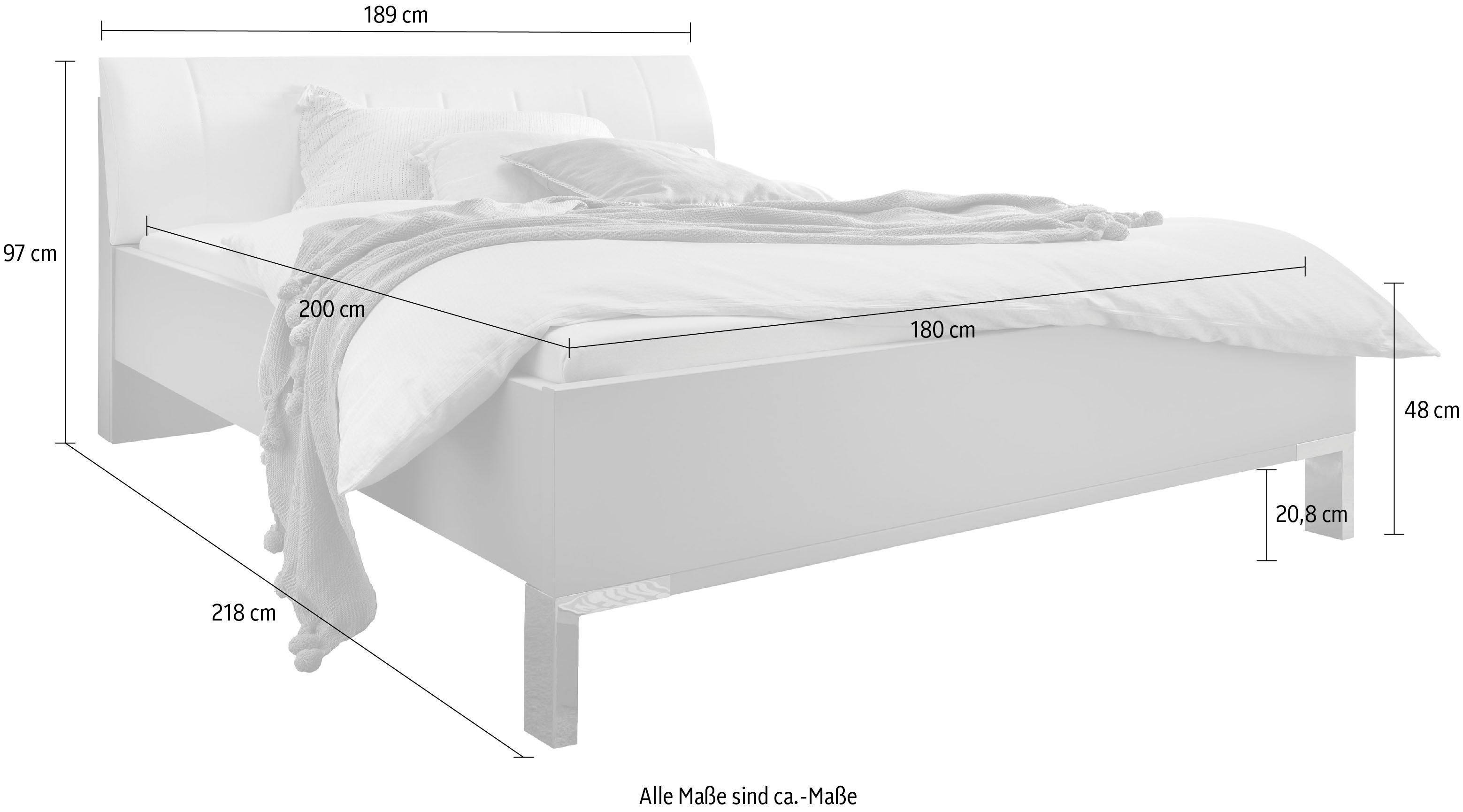 WIEMANN Futonbed Monaco, Bedframe, Bedframe, comfortabel gestoffeerd hoofdbord