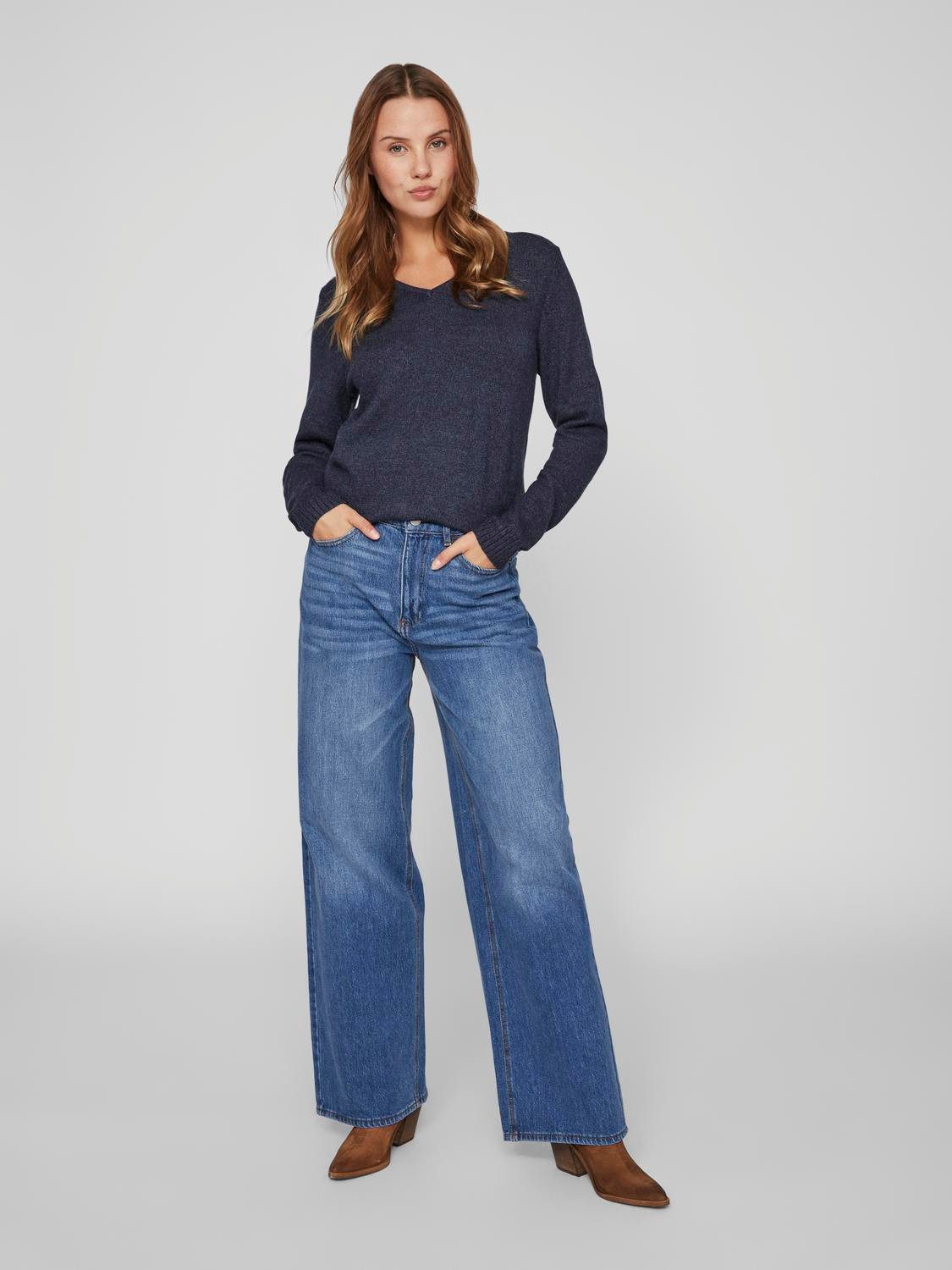 Vila Trui met V-hals VIRIL V-NECK L/S KNIT TOP - NOOS