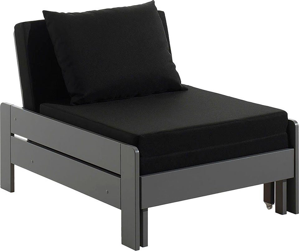 Vipack Kinderbed Pino, fauteuil met uitschuiffunctie en kussen 1-persoons, fauteuil, uitklapbaar tot logeerbed