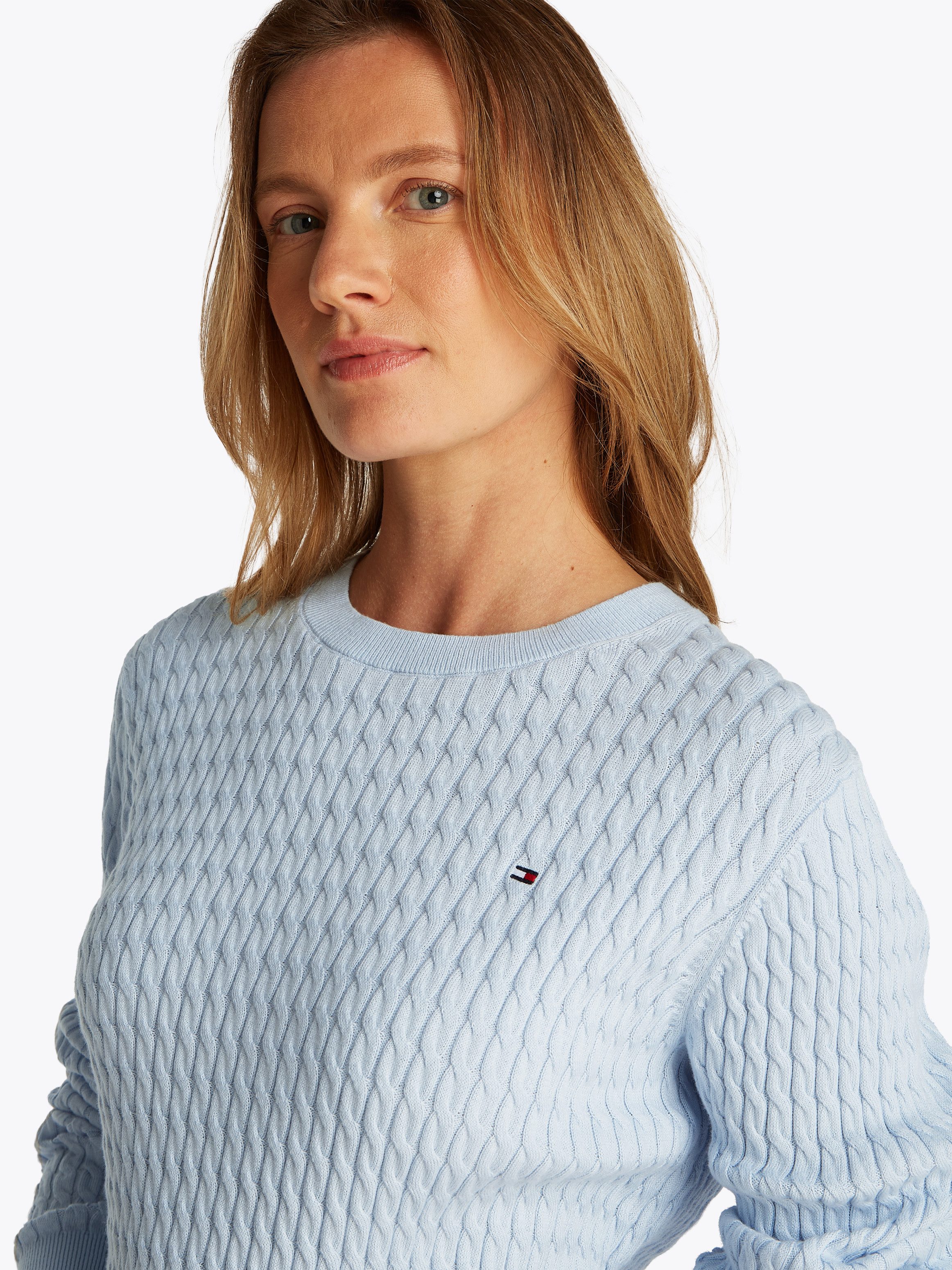 Tommy Hilfiger Trui met ronde hals CO CABLE C-NK LS SWEATER