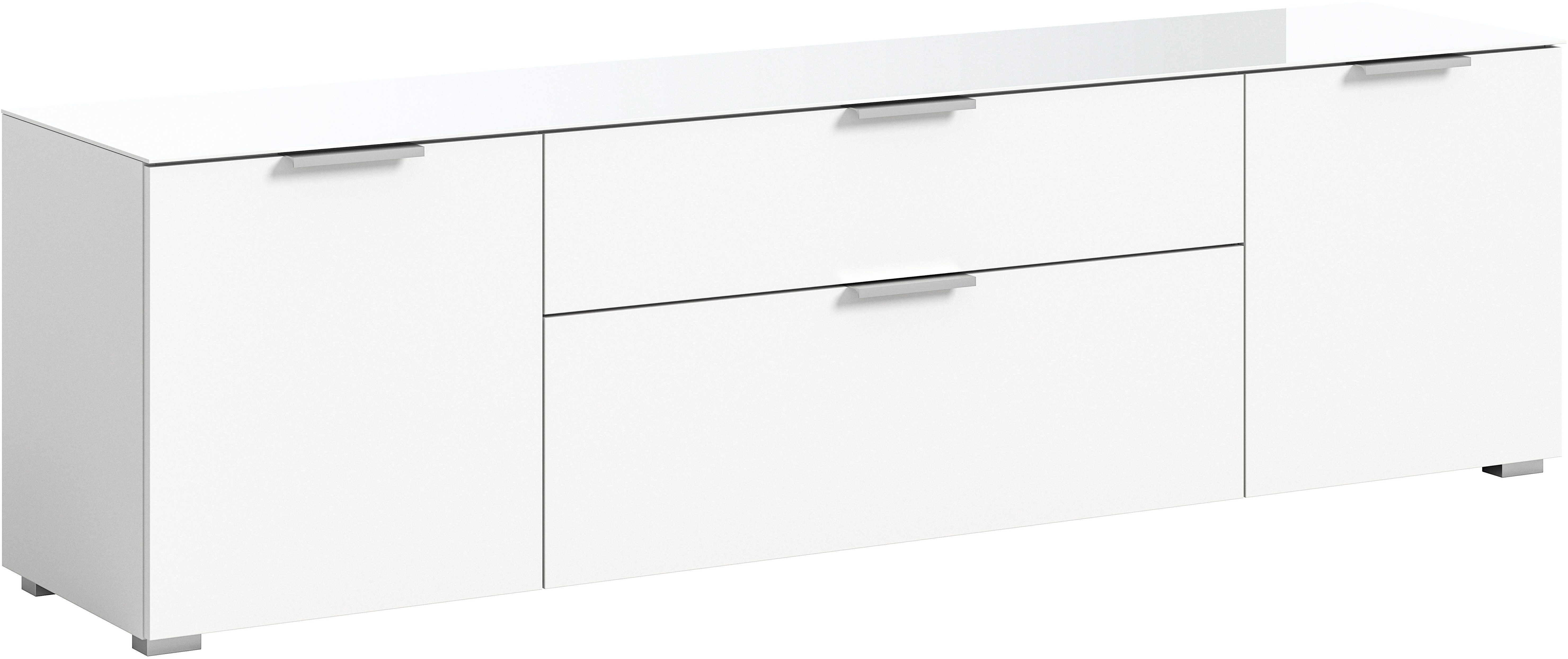 INOSIGN Tv-meubel Raio, Breedte 179 cm, 2 deuren, 2 lades, Bovenblad met glasplaat