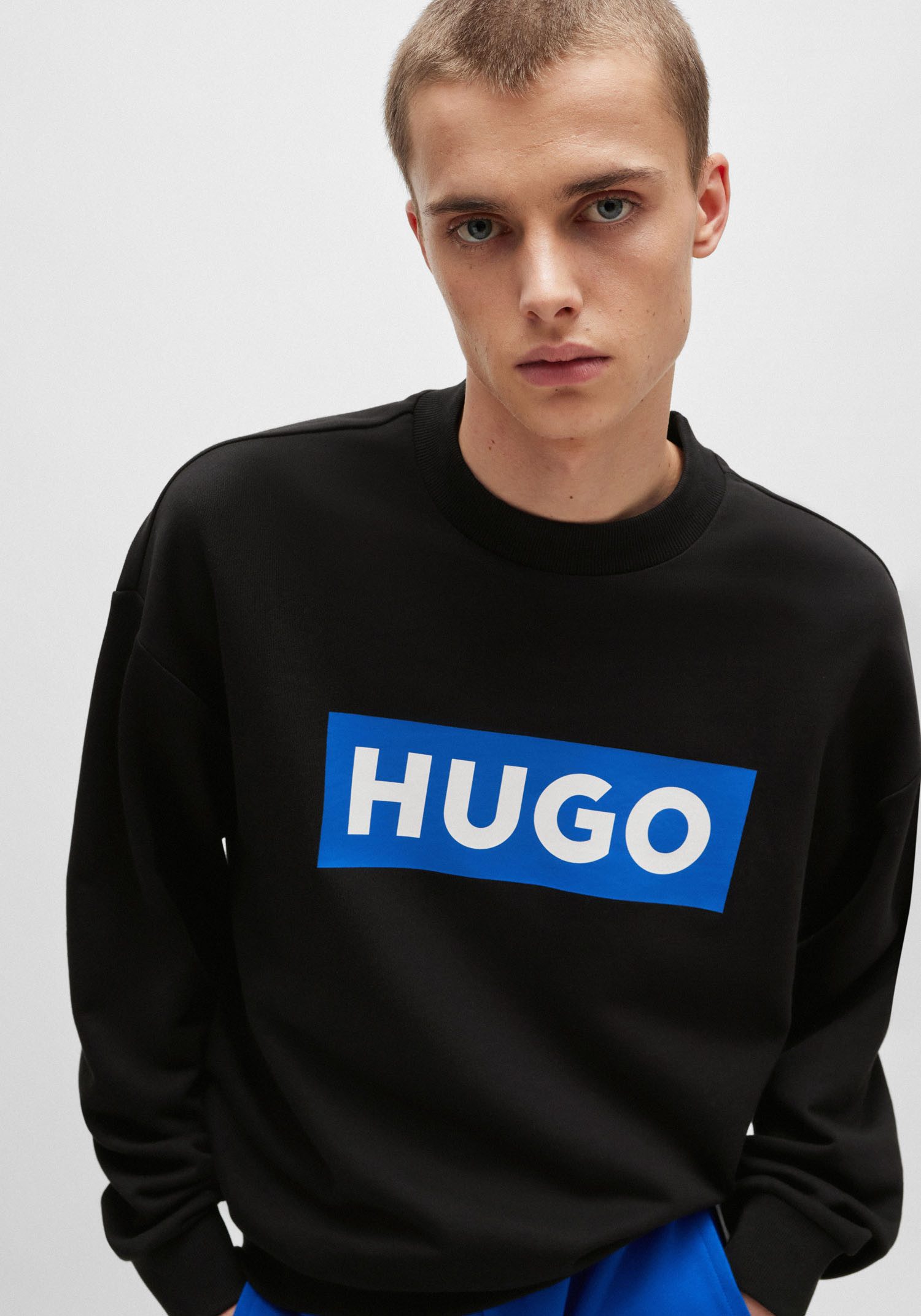 HUGO Blue Sweatshirt Niero met logoprint