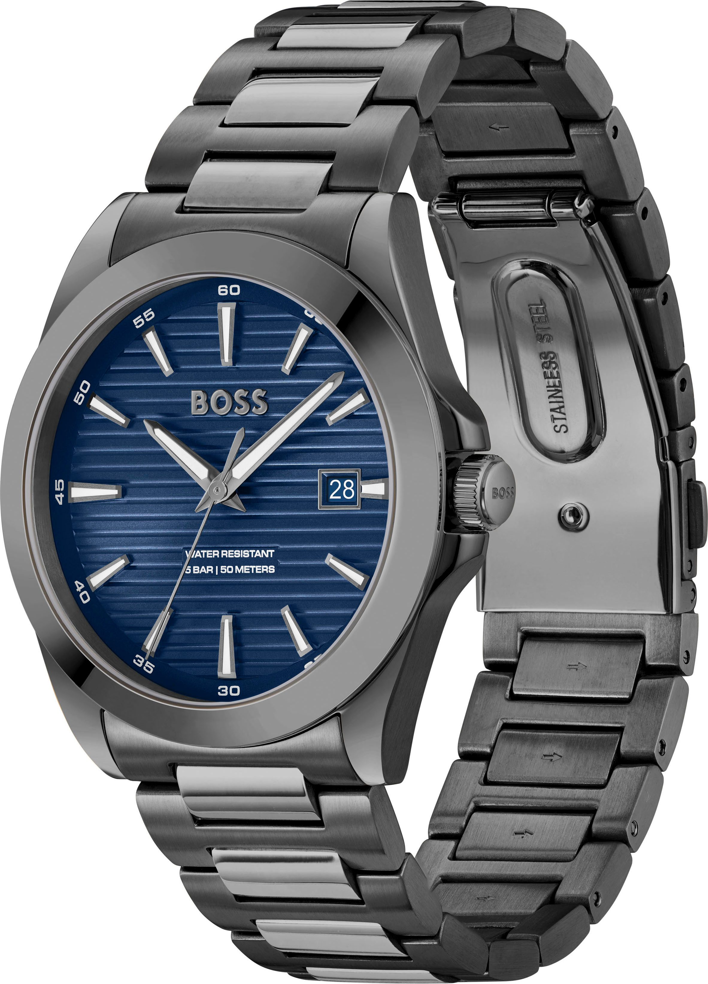 Boss Kwartshorloge Strike Horloge, dameshorloge, herenhorloge, stalen band, analoog, dag