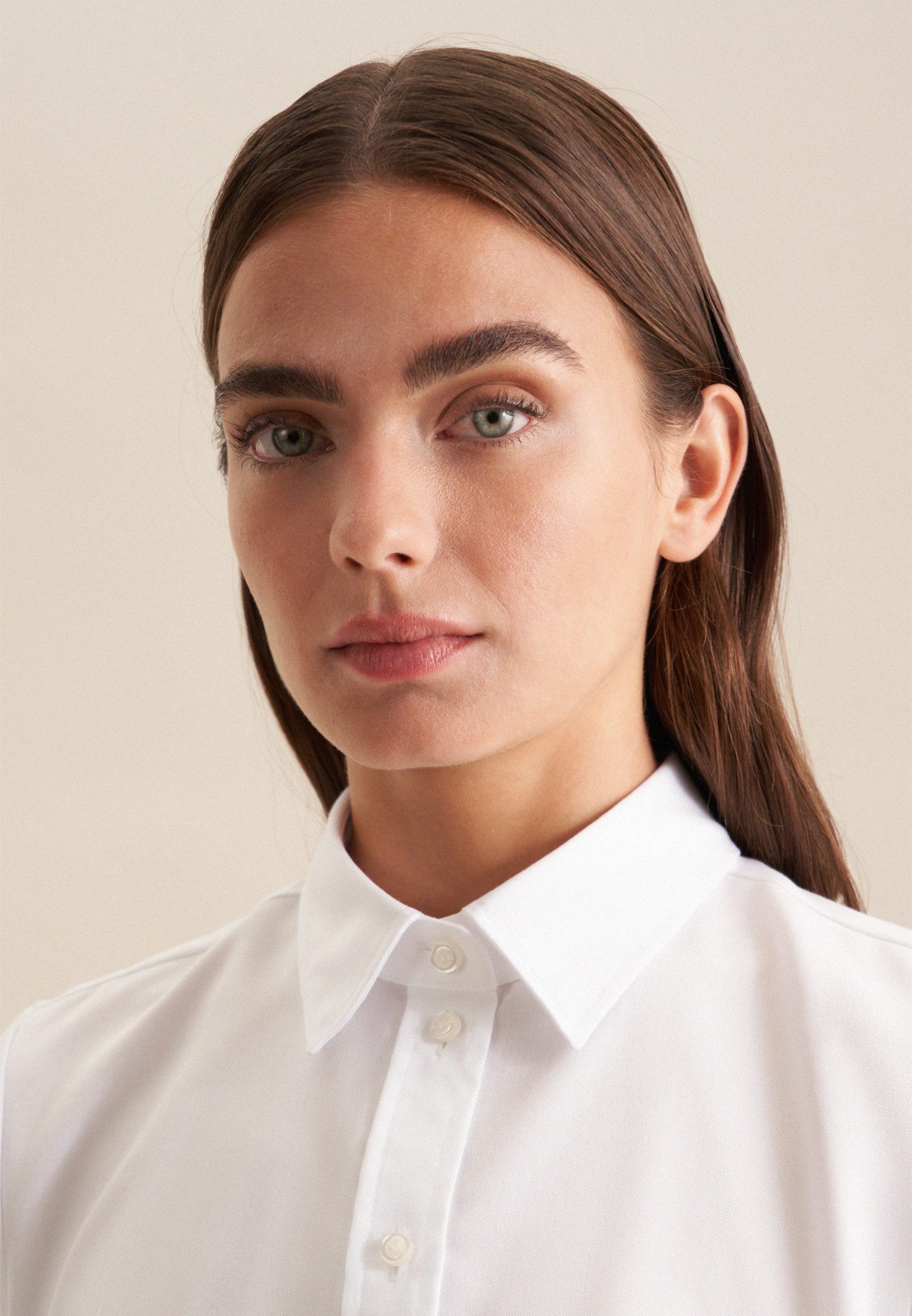 seidensticker Overhemdblouse Zwarte roos Lange mouwen kraag uni