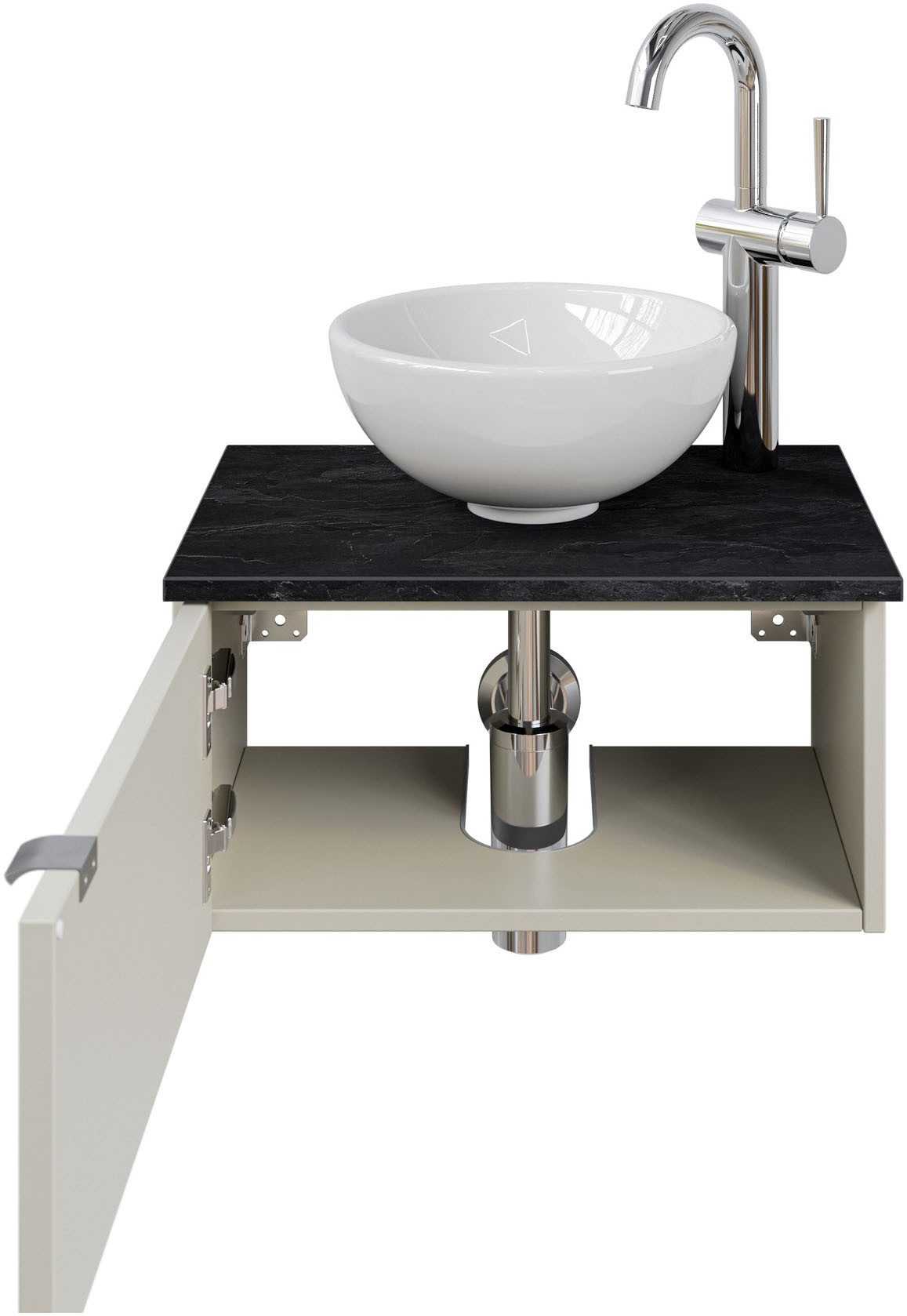 Saphir Wastafelonderkast Serie 6915 wastafel met onderkast voor gastenbadkamer, tweede toilet (3-delig)