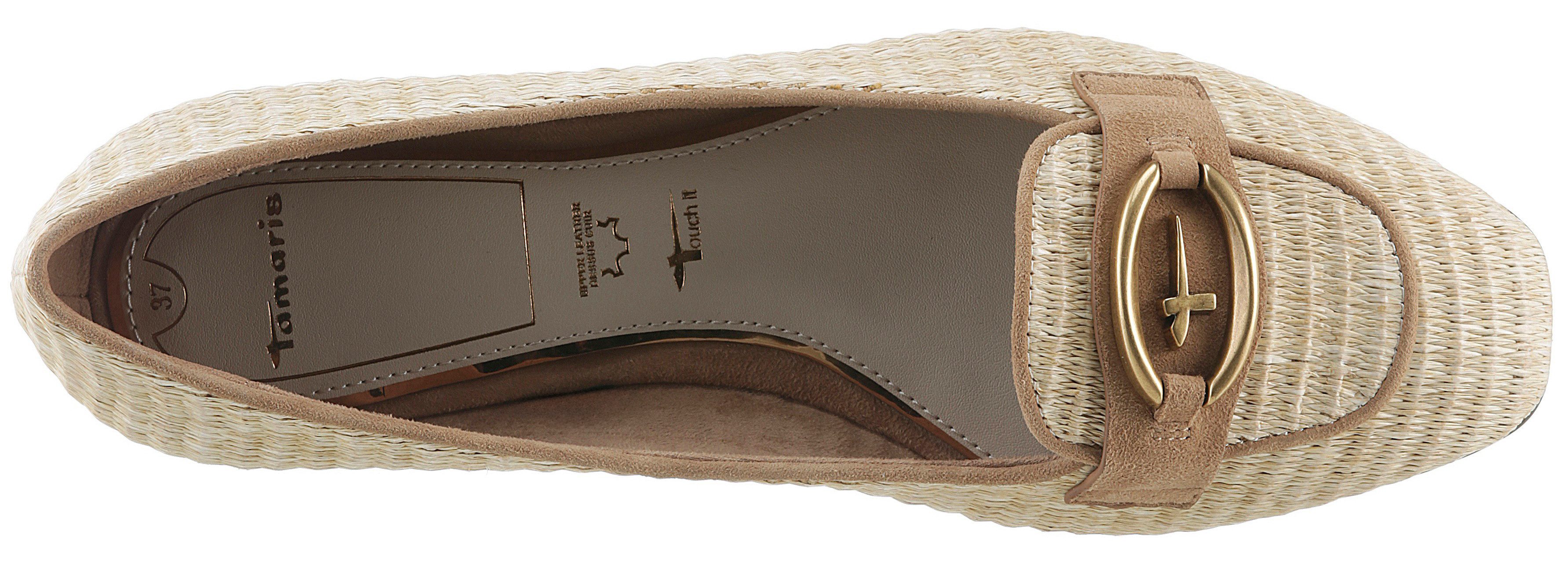 Tamaris Ballerina's , blockhak, instapschoen, business schoen met tamaris-sieraad