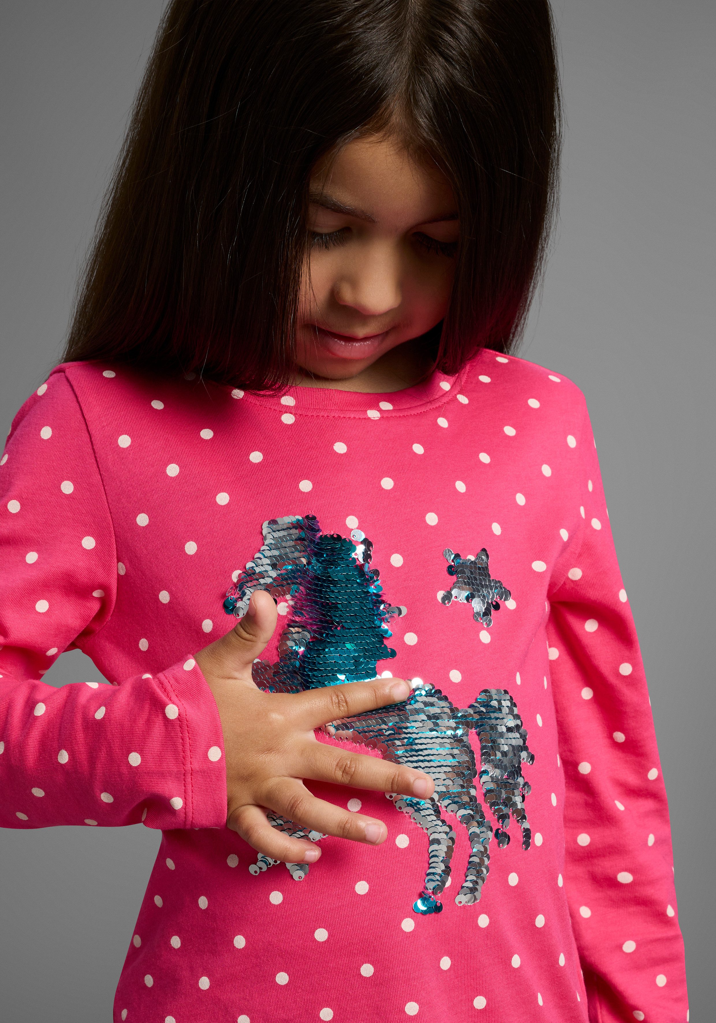 KIDSWORLD Shirt met lange mouwen Voor kleine meisjes Lange mouwen, basic pasvorm, bedrukt, ronde hals