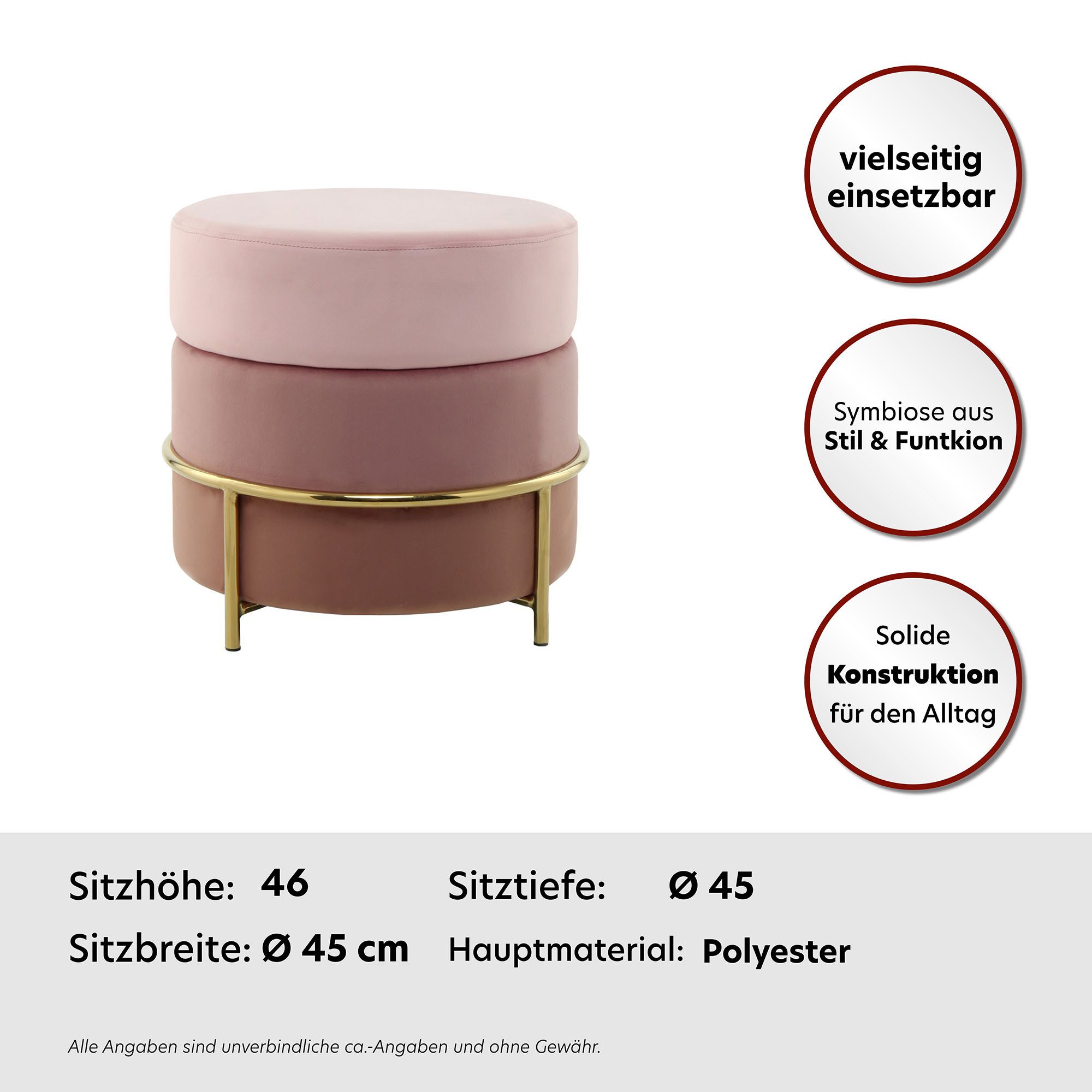 Kayoom Zithocker Kruk Matilda 125, comfortabele ronde vorm, gezellige designkruk (1 stuk)
