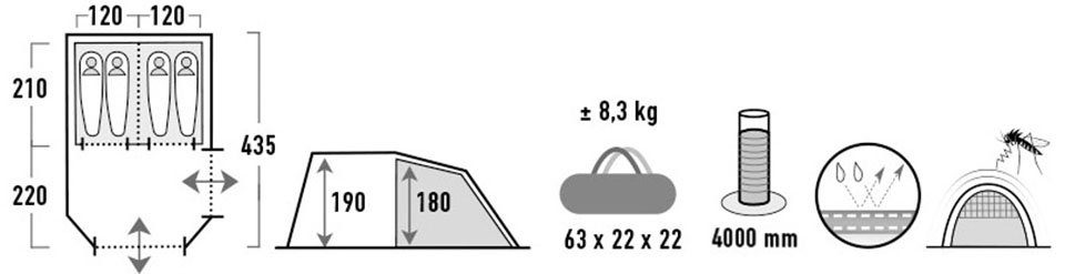 High Peak Tunneltent Ancona 4.0