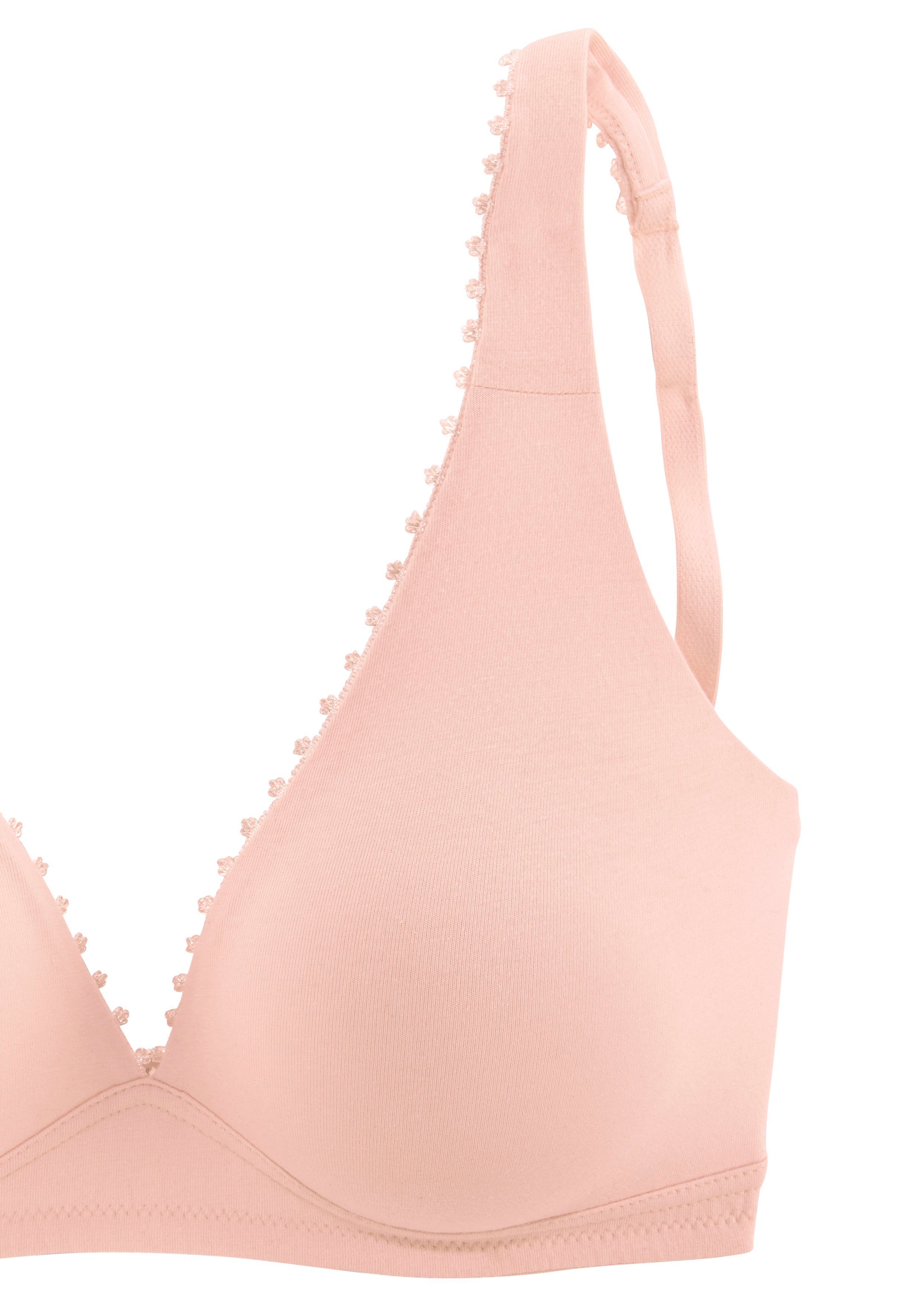 Petite fleur Bralette-bh zonder beugels in high-apex vorm met sierlijke randen, basic lingerie (Set van 2)