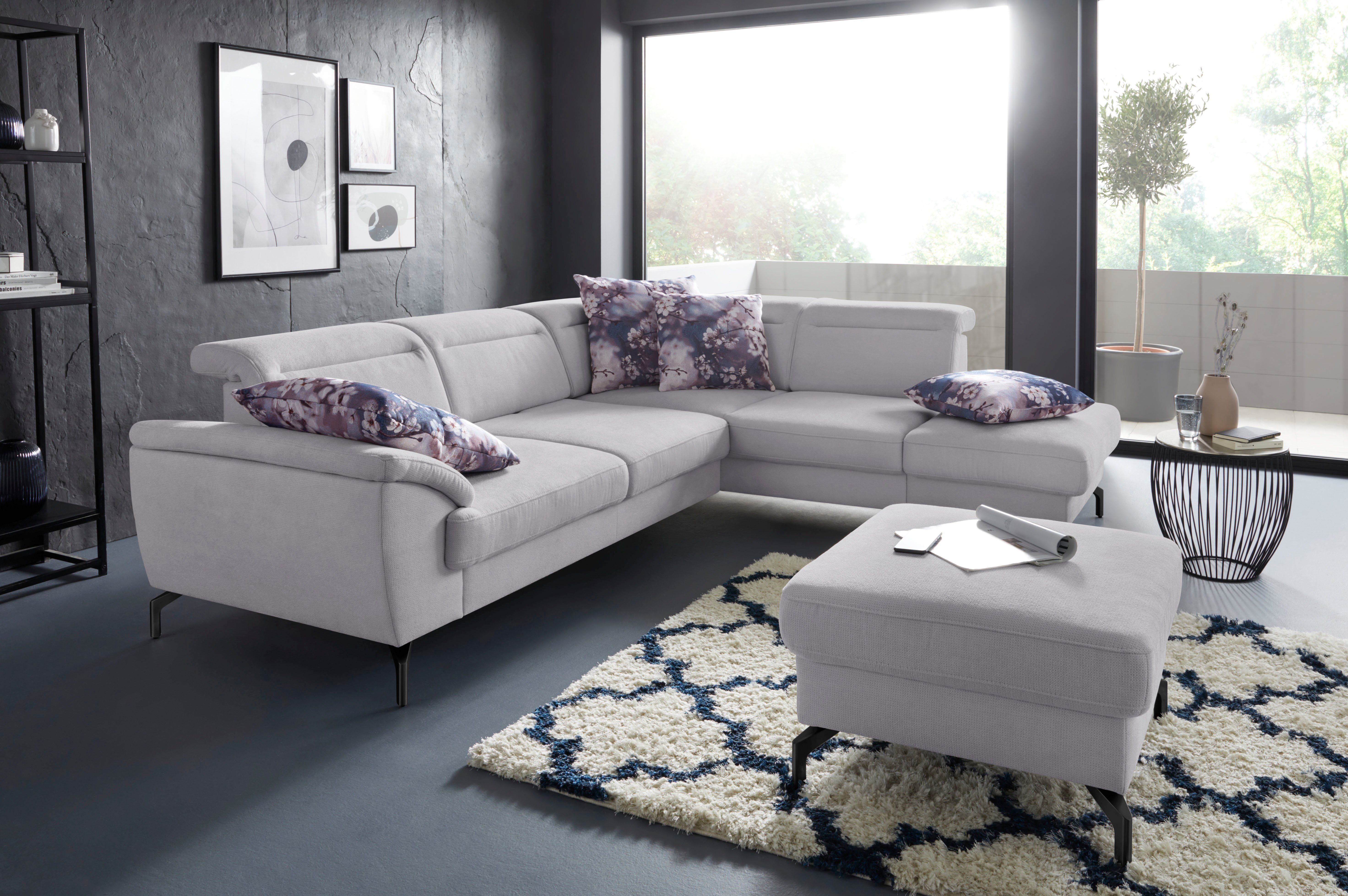 sit&more Hoekbank Percy L-vorm 15 cm poothoogte, zitdiepteverstelling, naar keuze in 2 pootkleuren